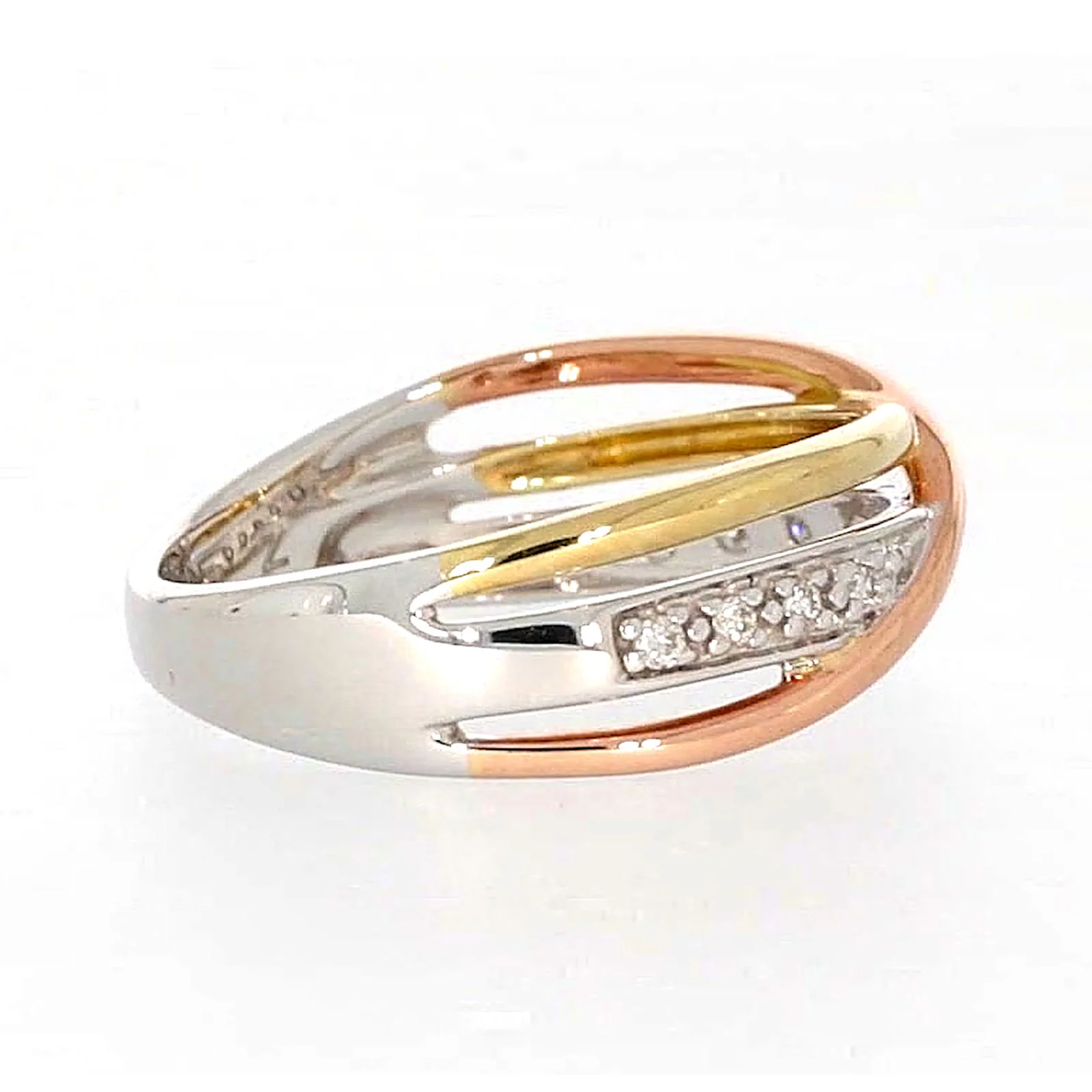 9ct Three Tone Gold Round Brilliant Cut with 0.07 CARAT tw of Diamonds Ring - Image 55