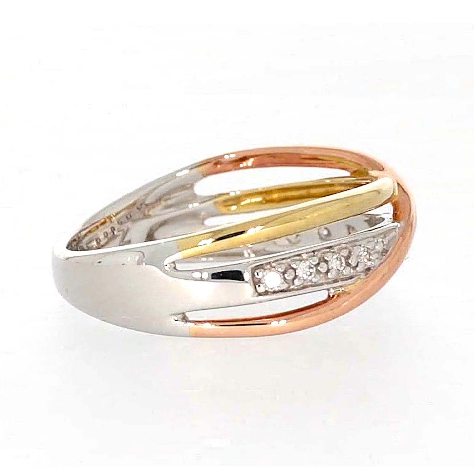 9ct Three Tone Gold Round Brilliant Cut with 0.07 CARAT tw of Diamonds Ring - Image 56