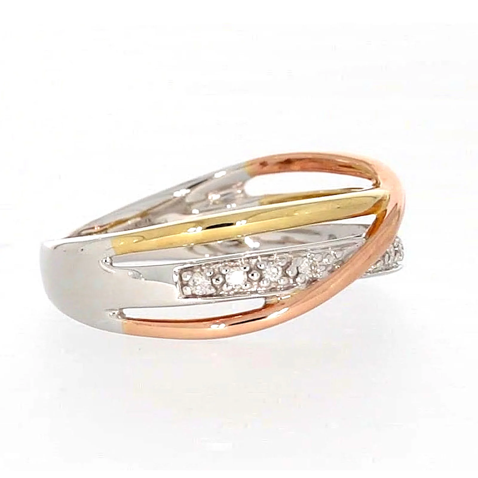 9ct Three Tone Gold Round Brilliant Cut with 0.07 CARAT tw of Diamonds Ring - Image 60