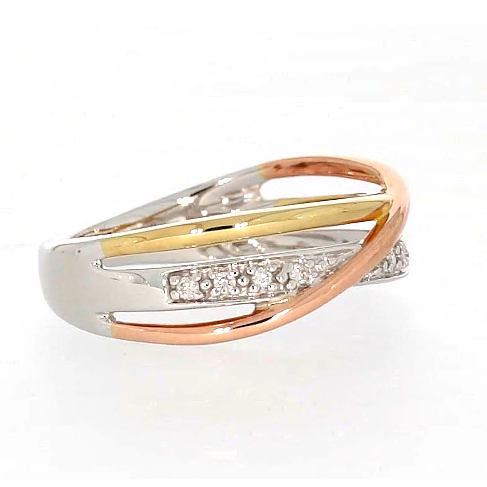 9ct Three Tone Gold Round Brilliant Cut with 0.07 CARAT tw of Diamonds Ring - Image 61