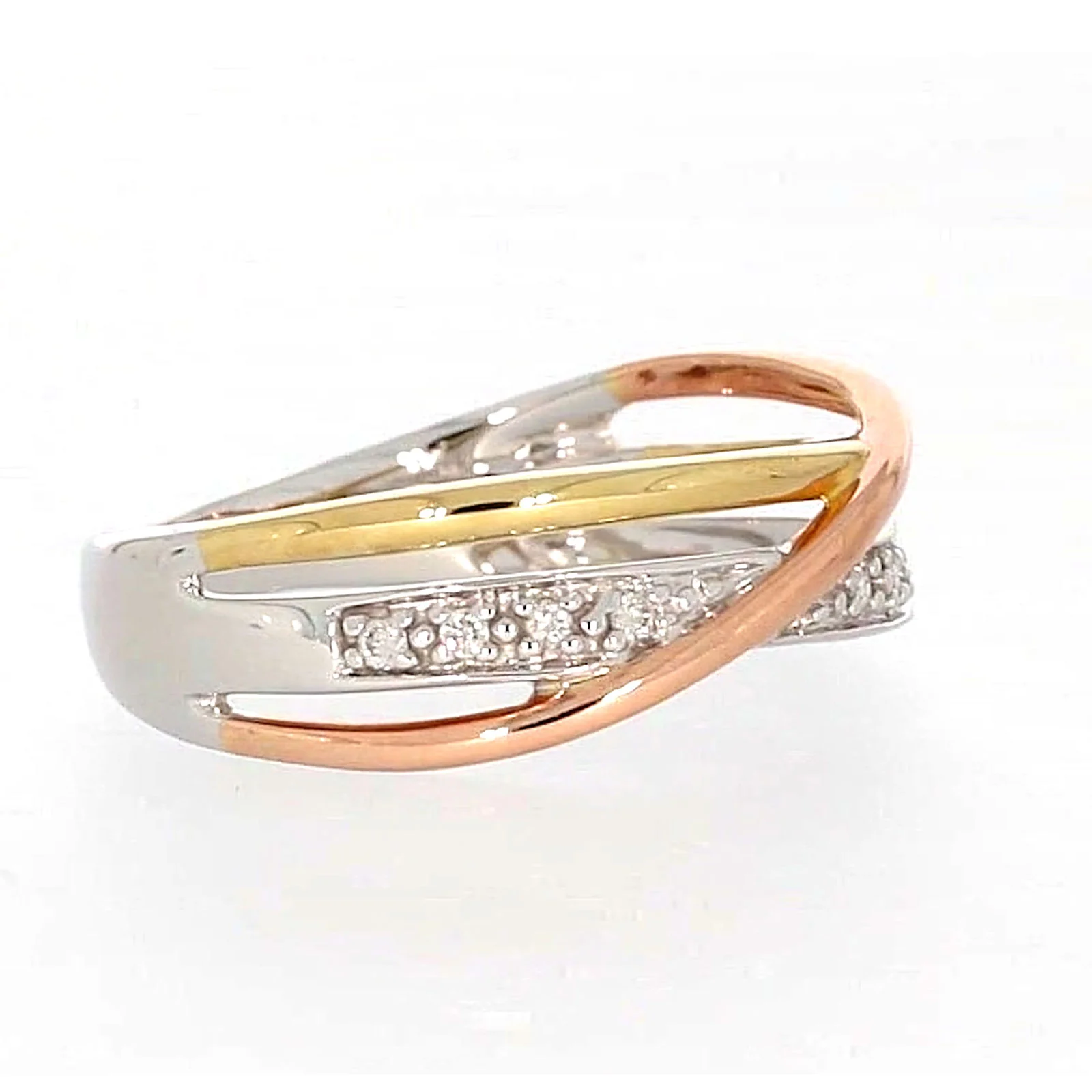 9ct Three Tone Gold Round Brilliant Cut with 0.07 CARAT tw of Diamonds Ring - Image 62