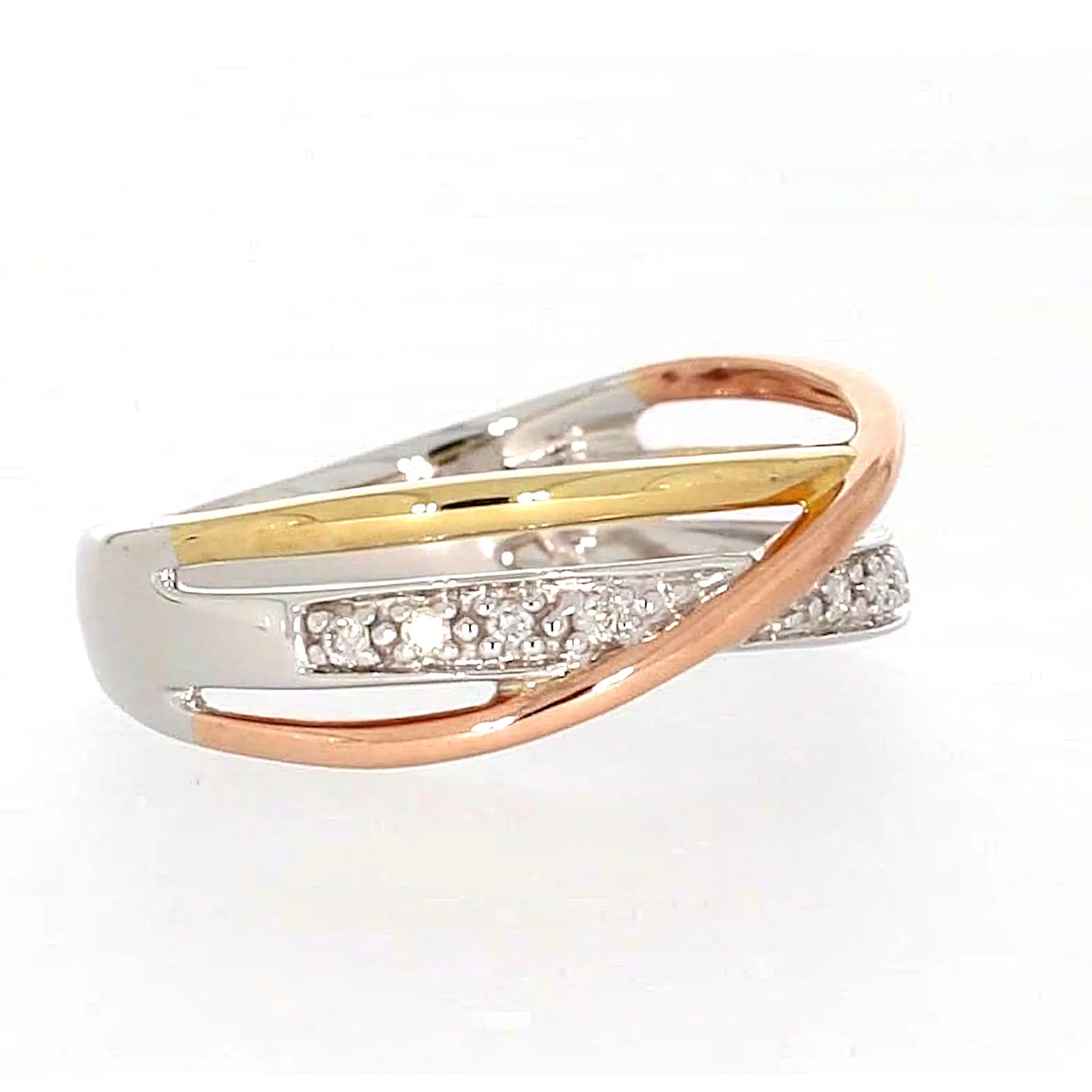 9ct Three Tone Gold Round Brilliant Cut with 0.07 CARAT tw of Diamonds Ring - Image 63