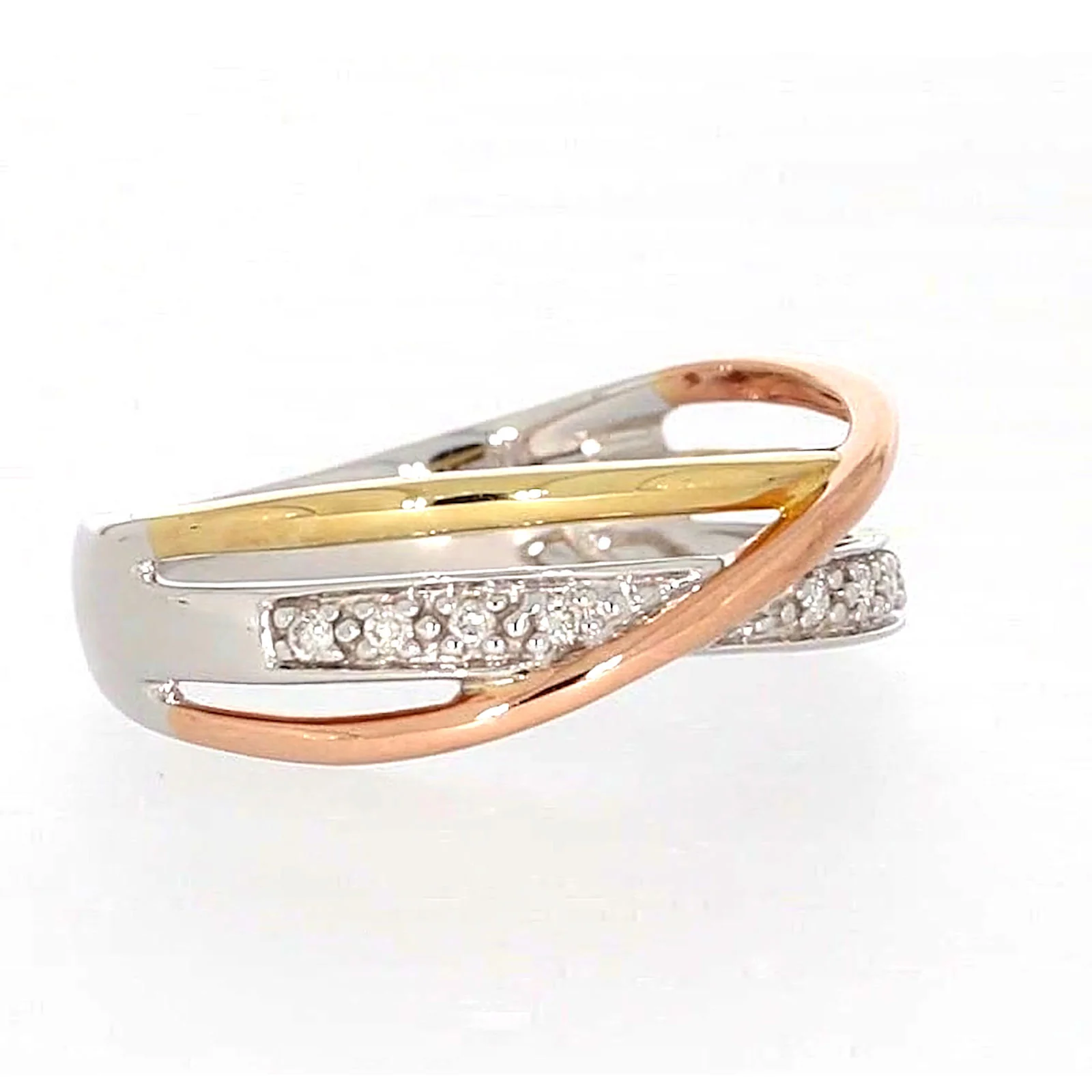 9ct Three Tone Gold Round Brilliant Cut with 0.07 CARAT tw of Diamonds Ring - Image 64