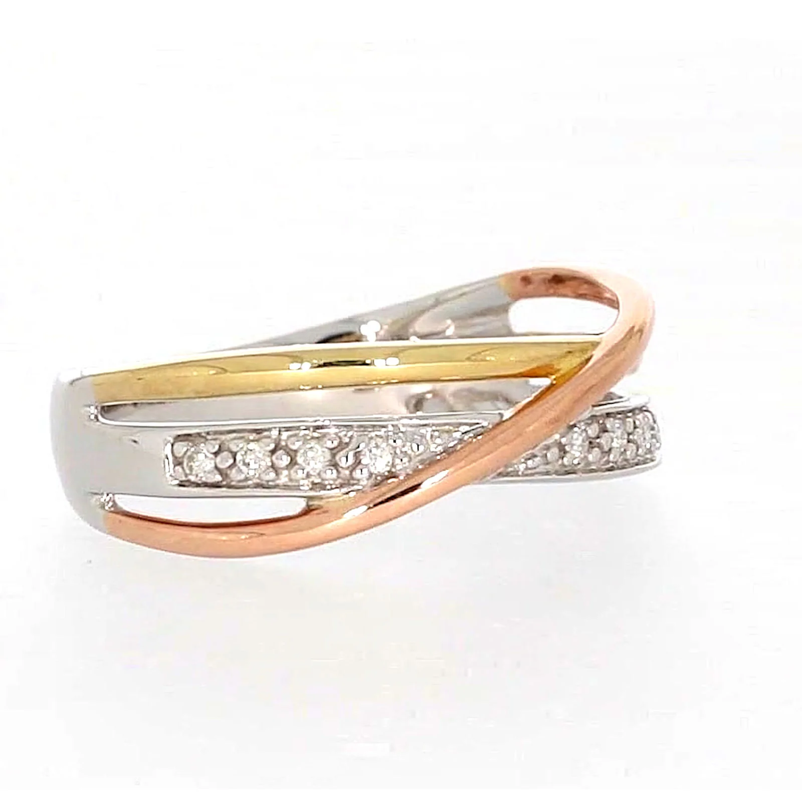 9ct Three Tone Gold Round Brilliant Cut with 0.07 CARAT tw of Diamonds Ring - Image 65