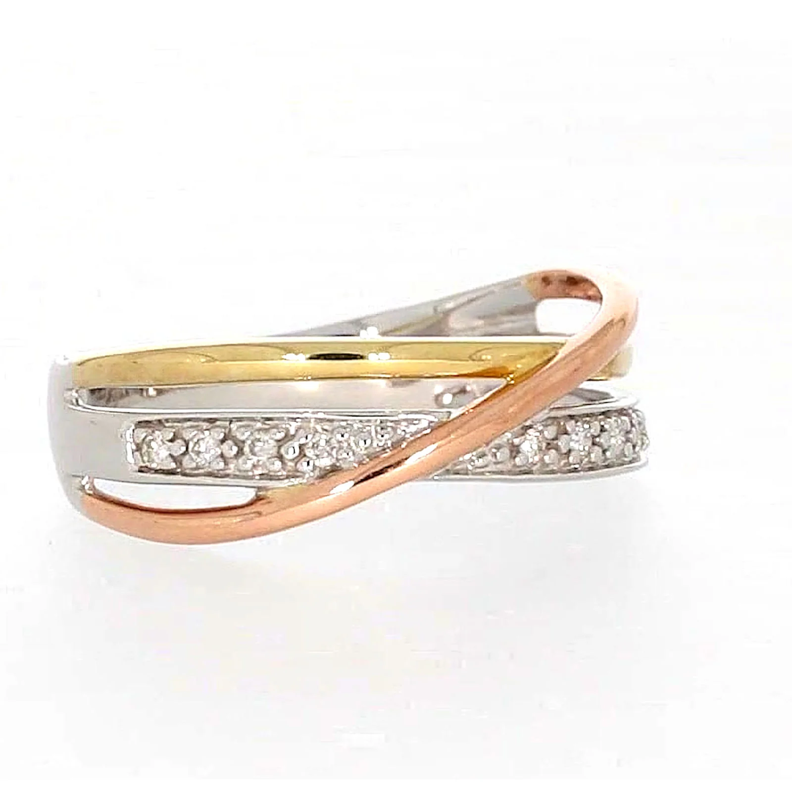 9ct Three Tone Gold Round Brilliant Cut with 0.07 CARAT tw of Diamonds Ring - Image 67