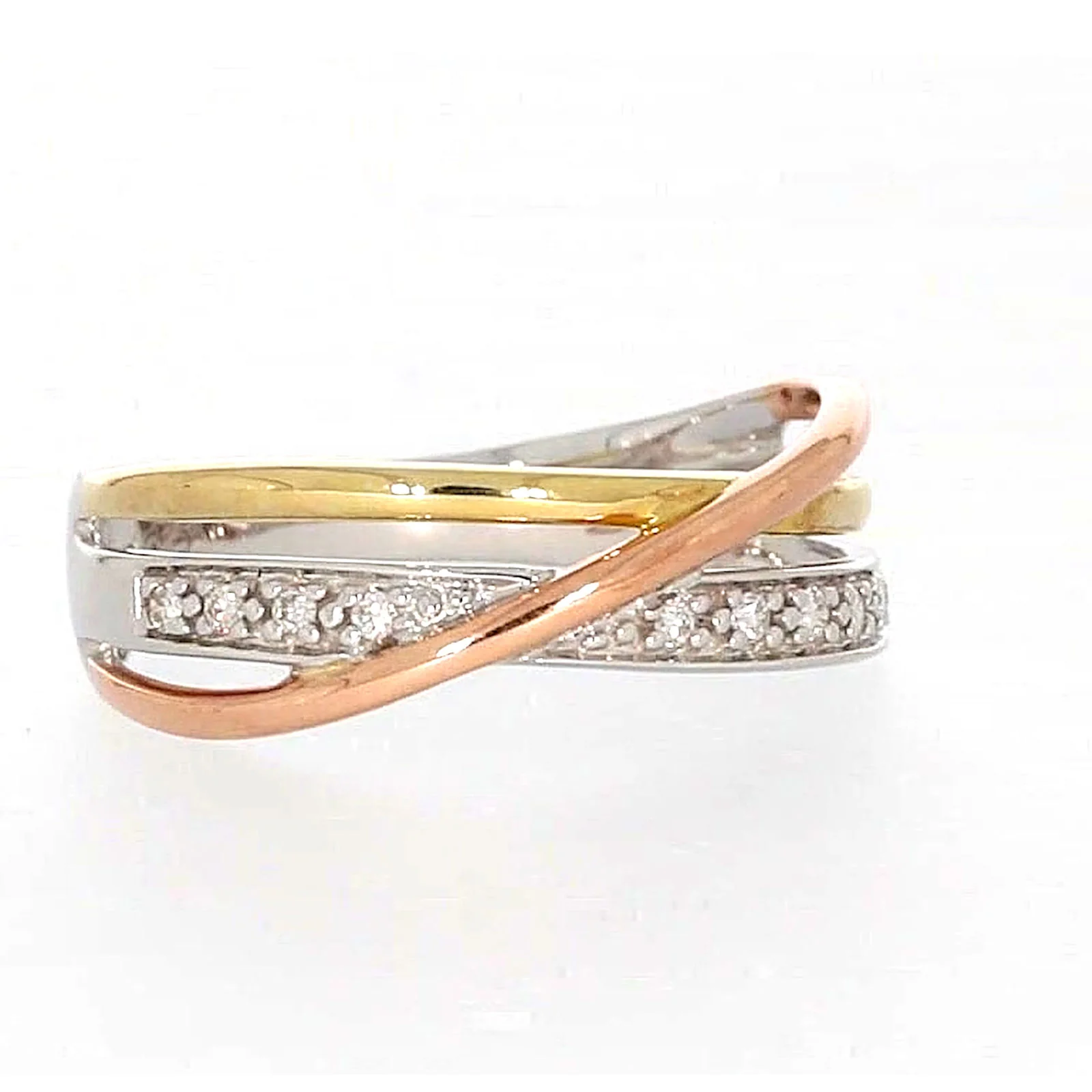 9ct Three Tone Gold Round Brilliant Cut with 0.07 CARAT tw of Diamonds Ring - Image 69