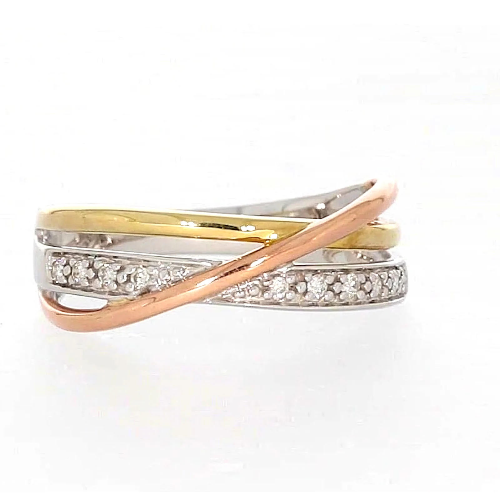 9ct Three Tone Gold Round Brilliant Cut with 0.07 CARAT tw of Diamonds Ring - Image 71