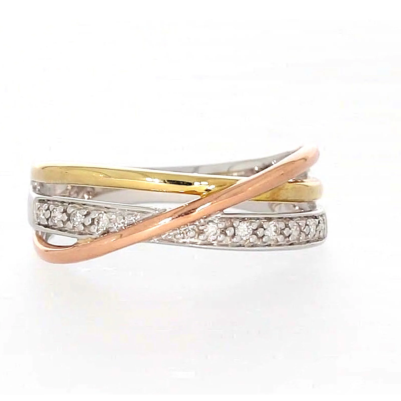 9ct Three Tone Gold Round Brilliant Cut with 0.07 CARAT tw of Diamonds Ring - Image 72