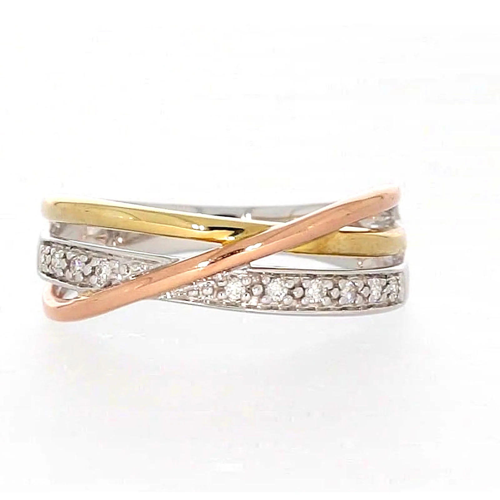 9ct Three Tone Gold Round Brilliant Cut with 0.07 CARAT tw of Diamonds Ring - Image 74