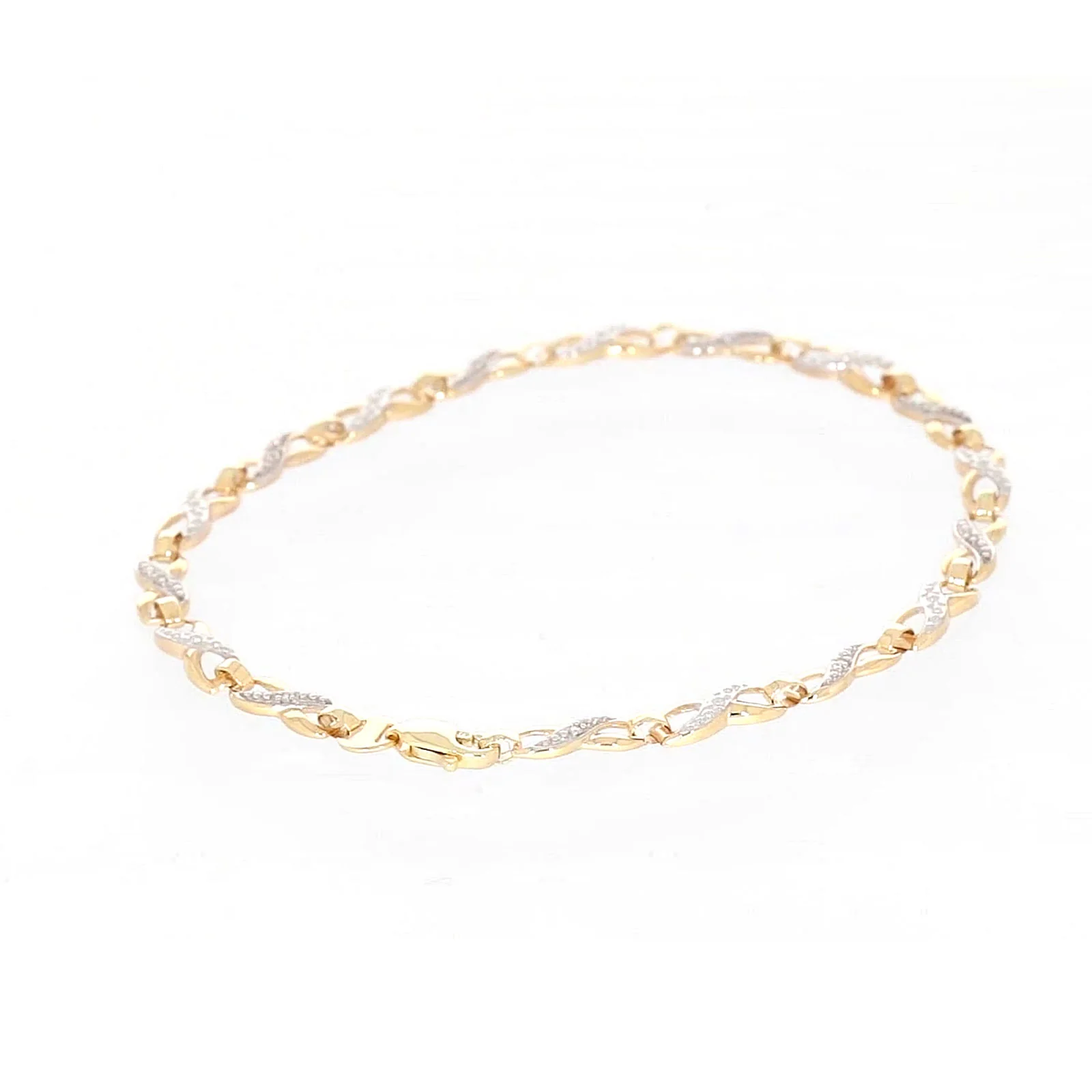 9ct Yellow Gold & Diamond Set Infinity Bracelet - Image 12