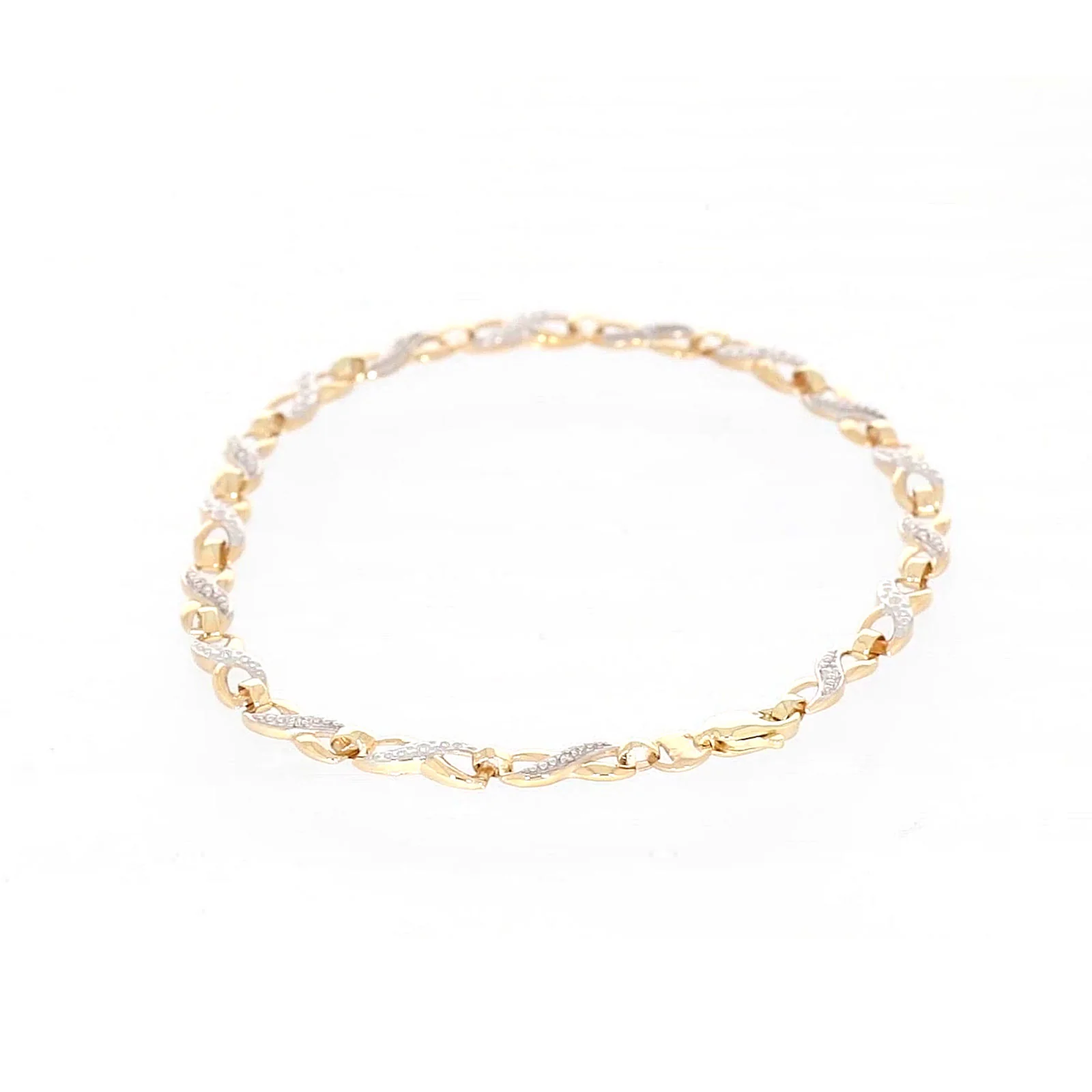 9ct Yellow Gold & Diamond Set Infinity Bracelet - Image 3