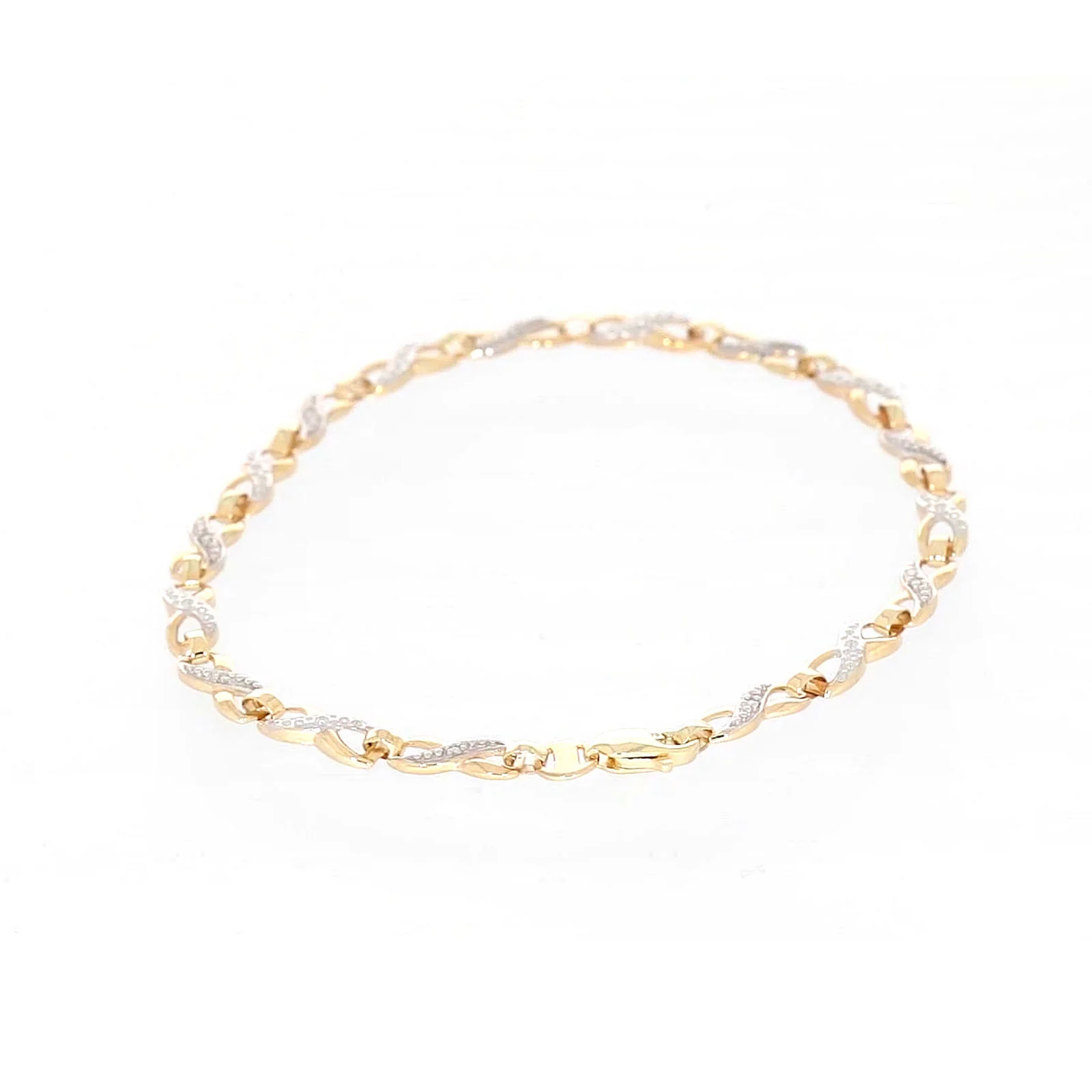 9ct Yellow Gold & Diamond Set Infinity Bracelet - Image 6