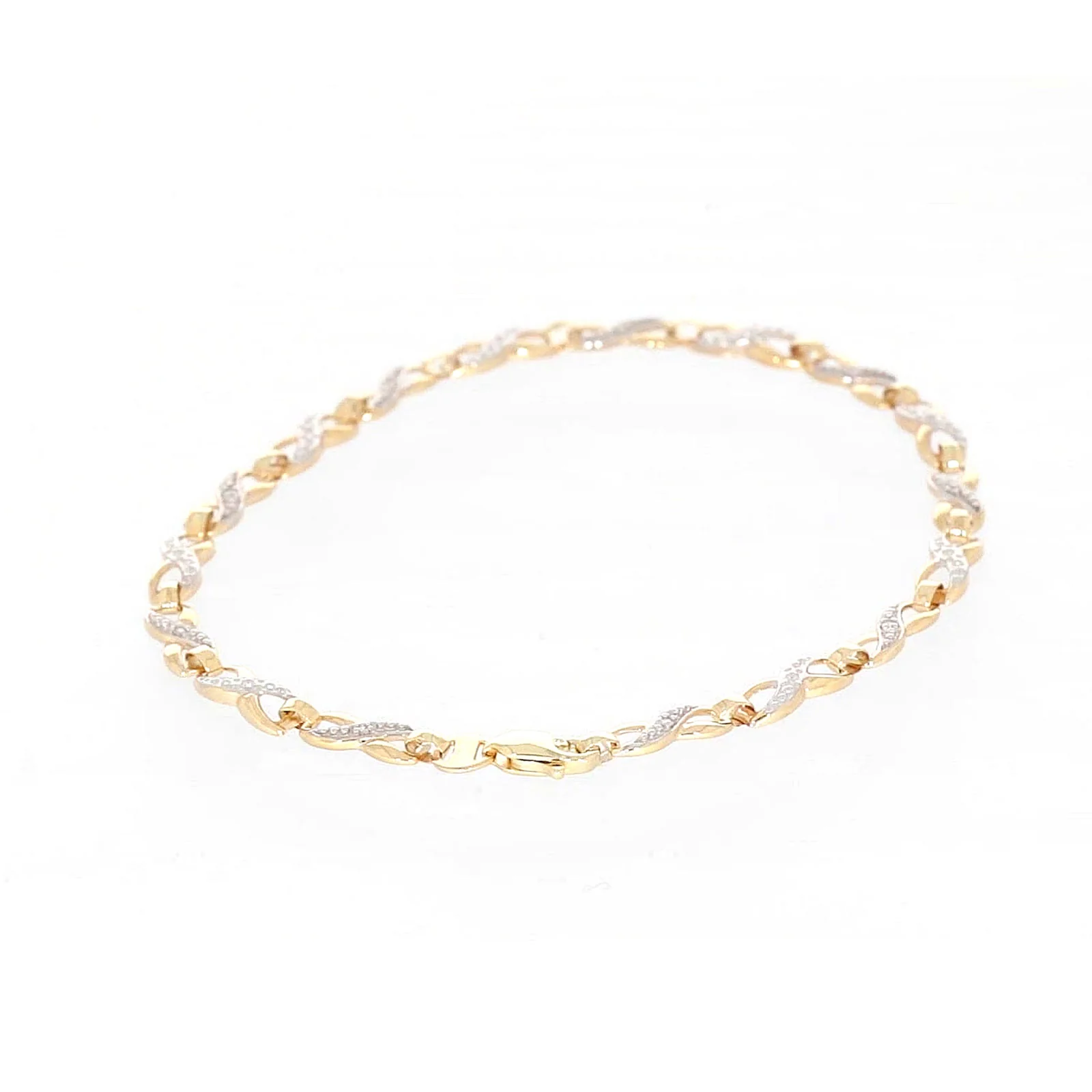 9ct Yellow Gold & Diamond Set Infinity Bracelet - Image 9