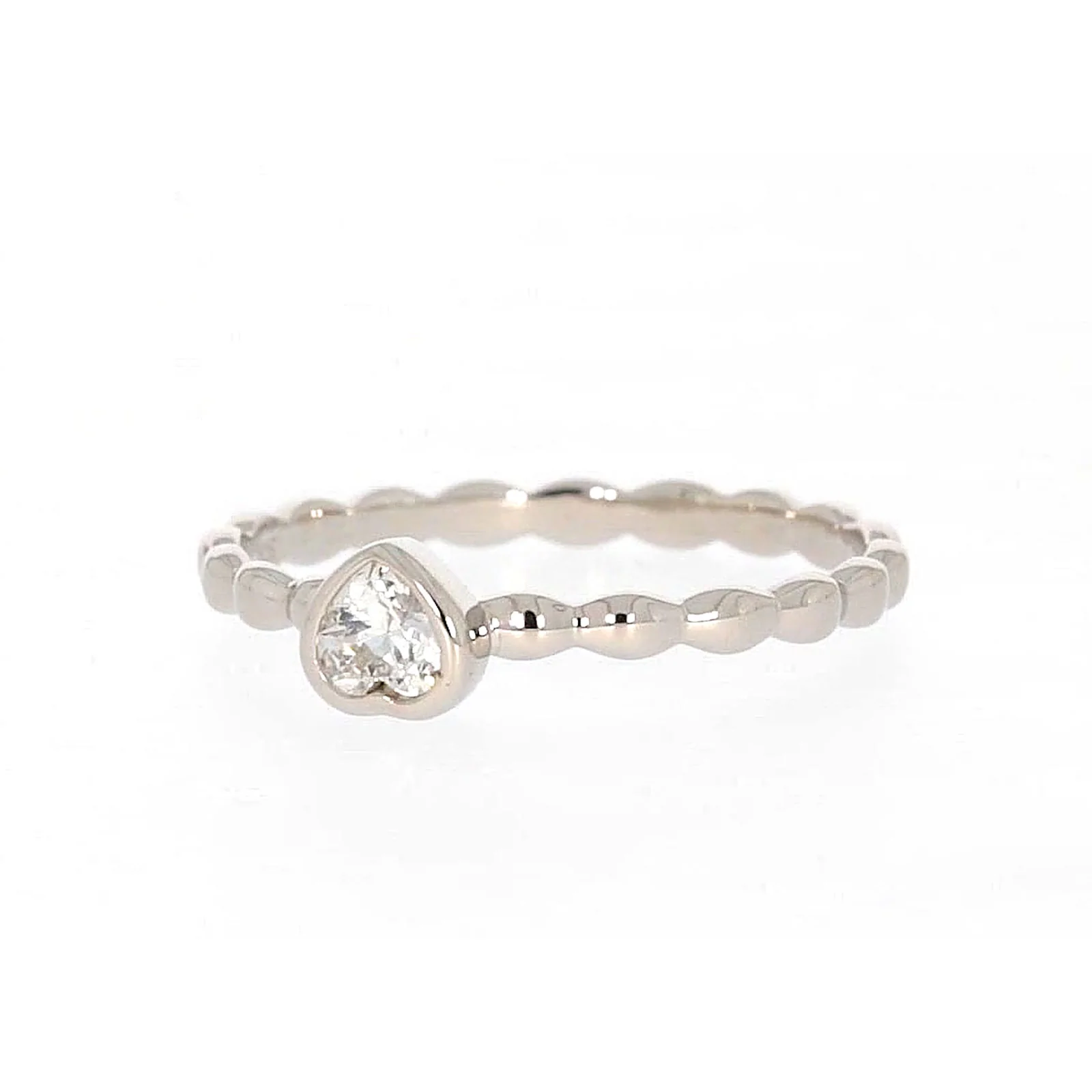 Sterling Silver Cubic Zirconia and Heart Stacker Ring - Image 5