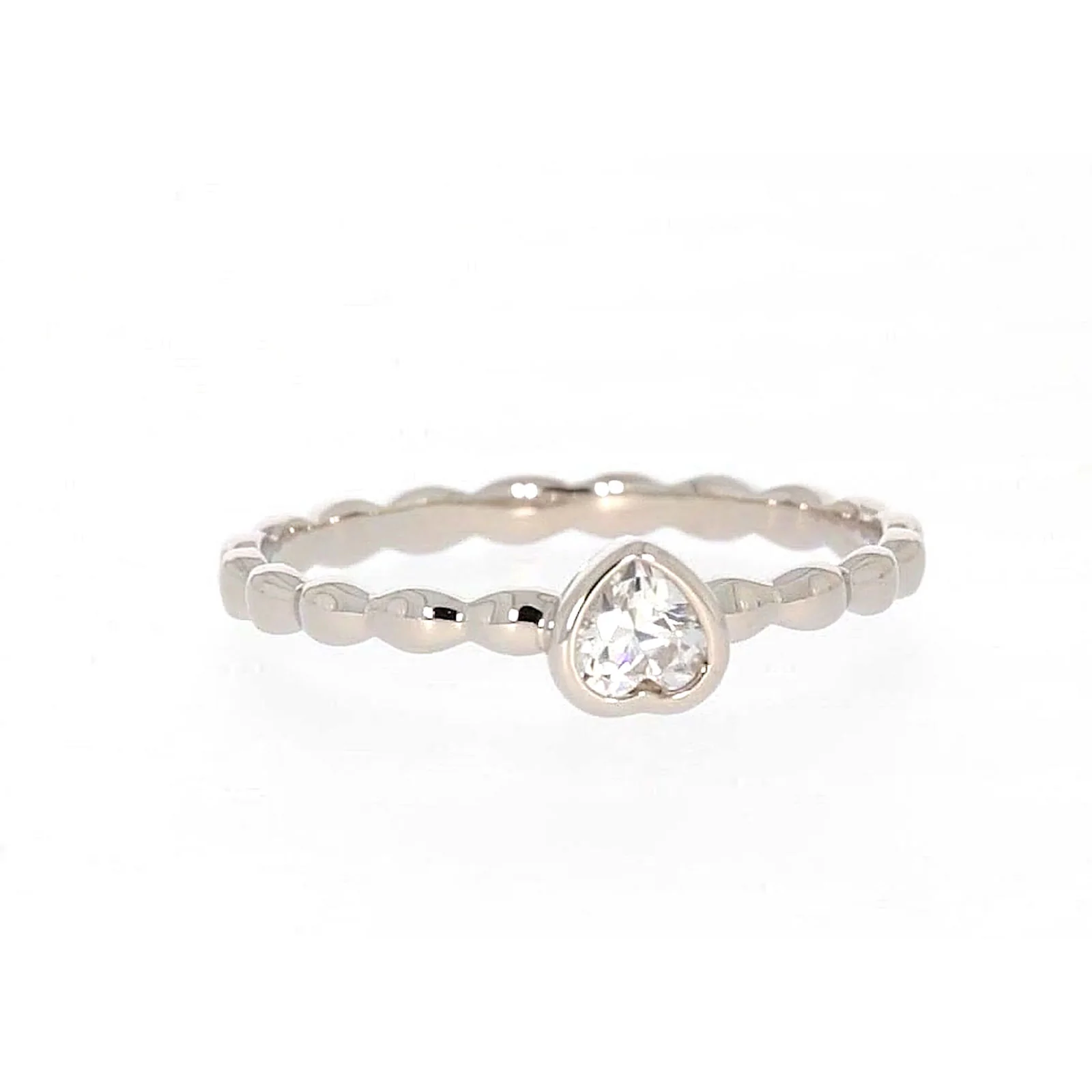 Sterling Silver Cubic Zirconia and Heart Stacker Ring - Image 73