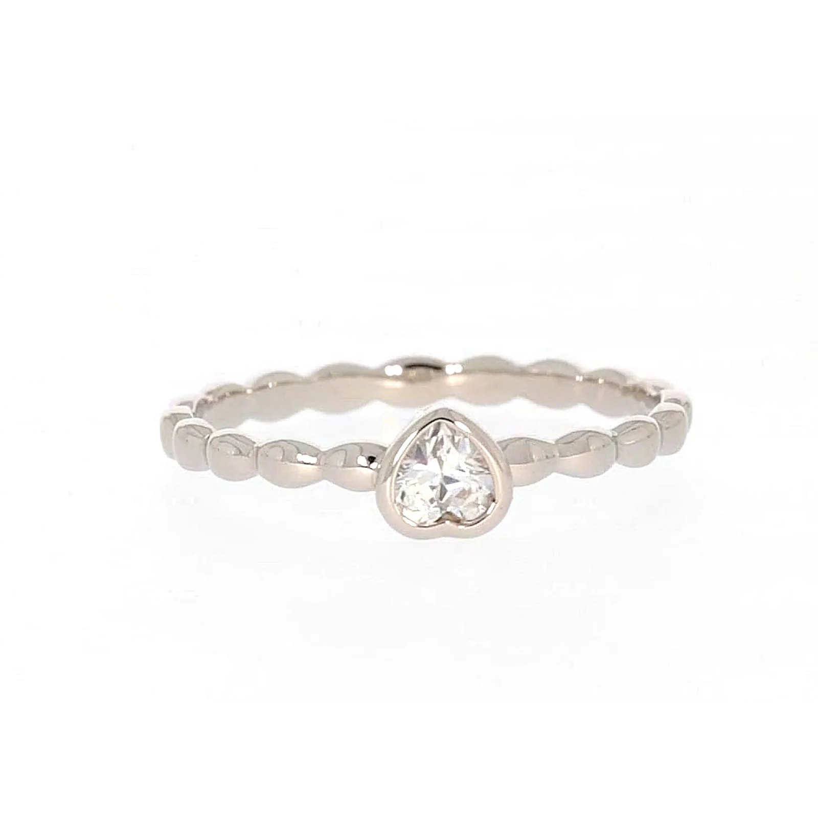Sterling Silver Cubic Zirconia and Heart Stacker Ring - Image 74