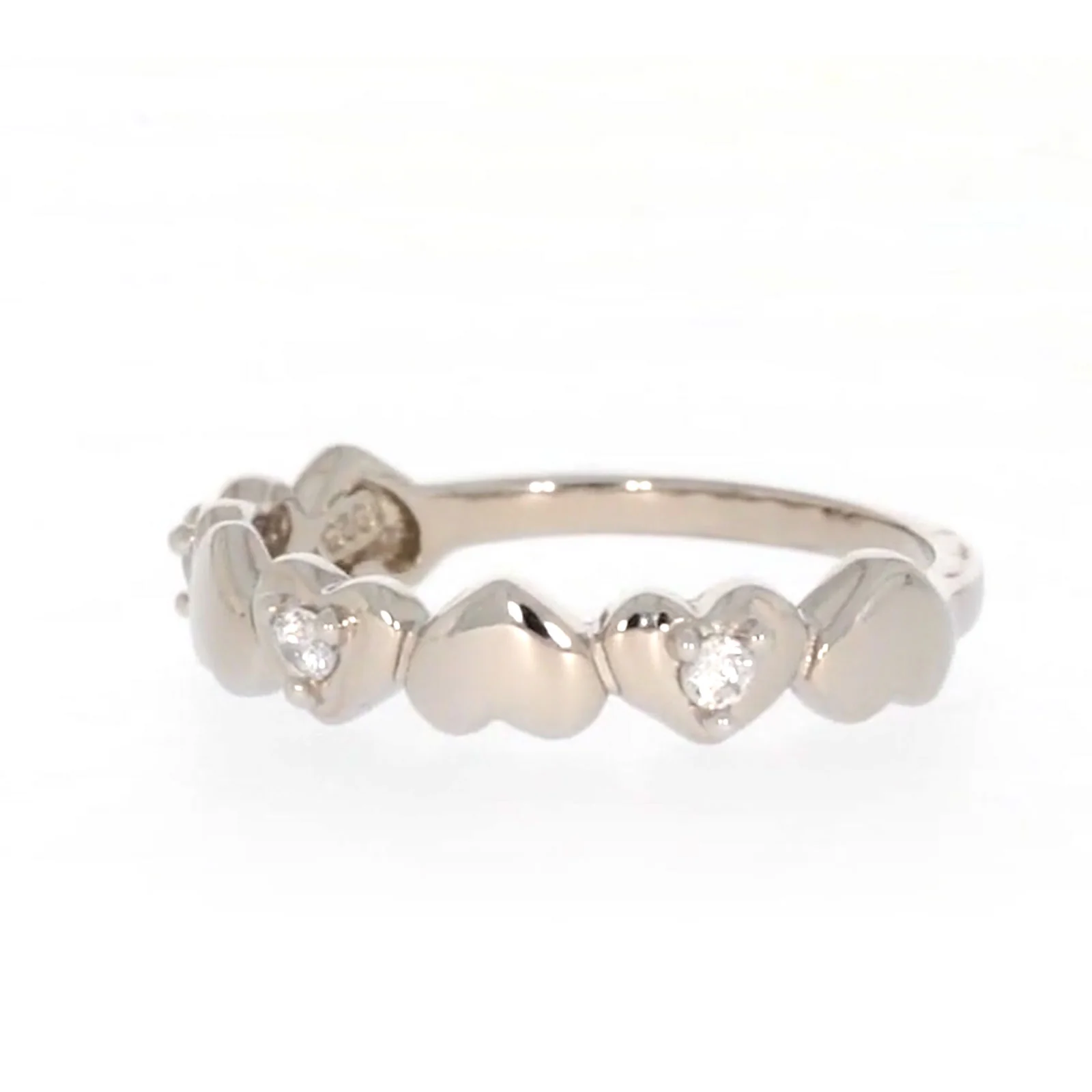 Sterling Silver Cubic Zirconia and Heart Stacker Ring - Image 10
