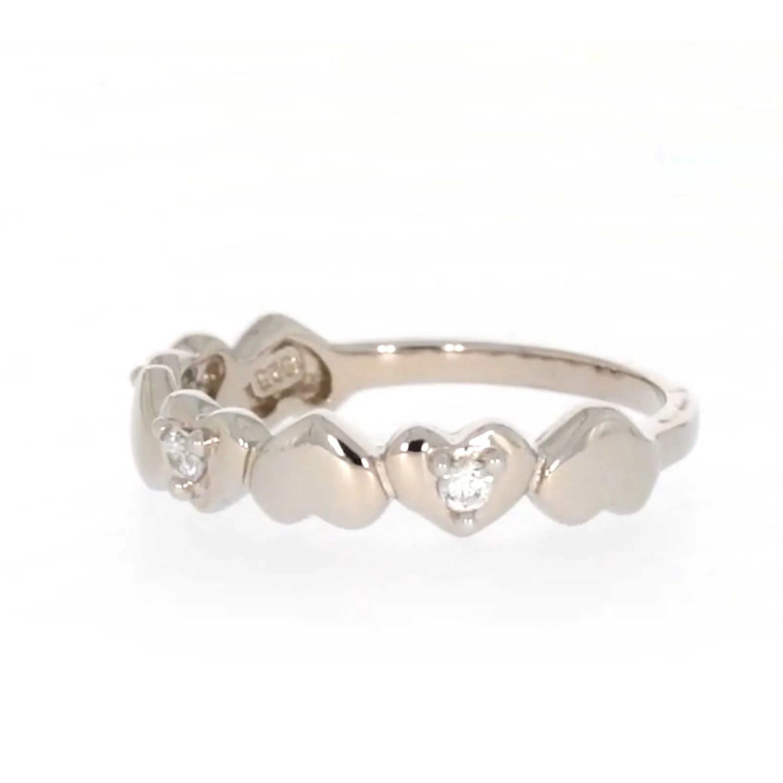 Sterling Silver Cubic Zirconia and Heart Stacker Ring - Image 12
