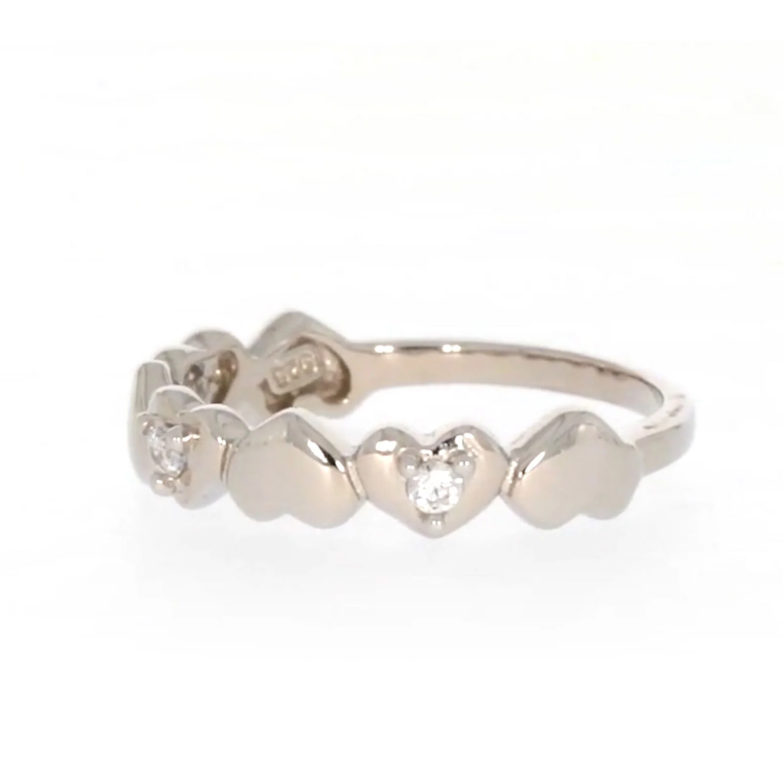 Sterling Silver Cubic Zirconia and Heart Stacker Ring - Image 13