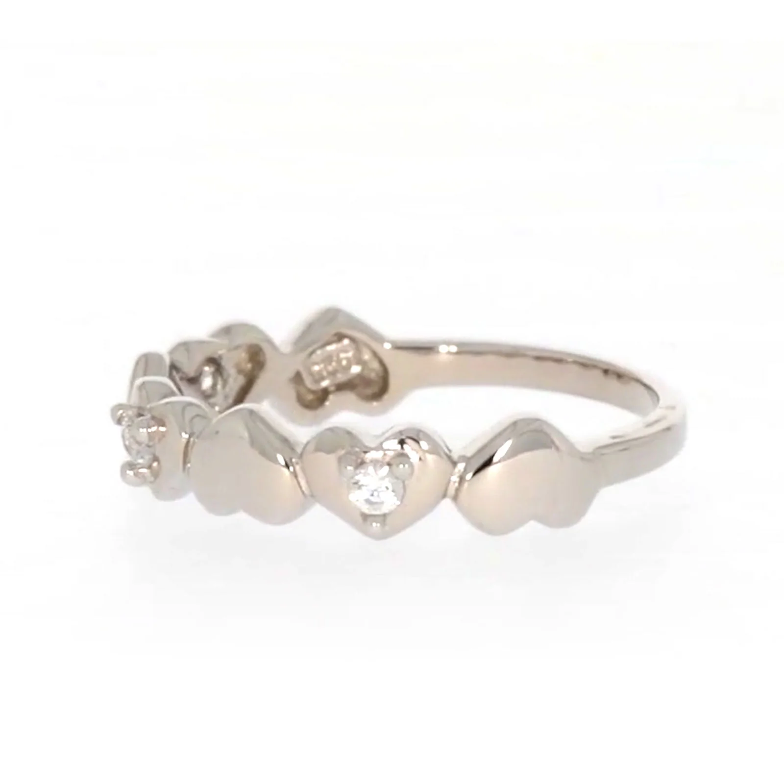Sterling Silver Cubic Zirconia and Heart Stacker Ring - Image 15