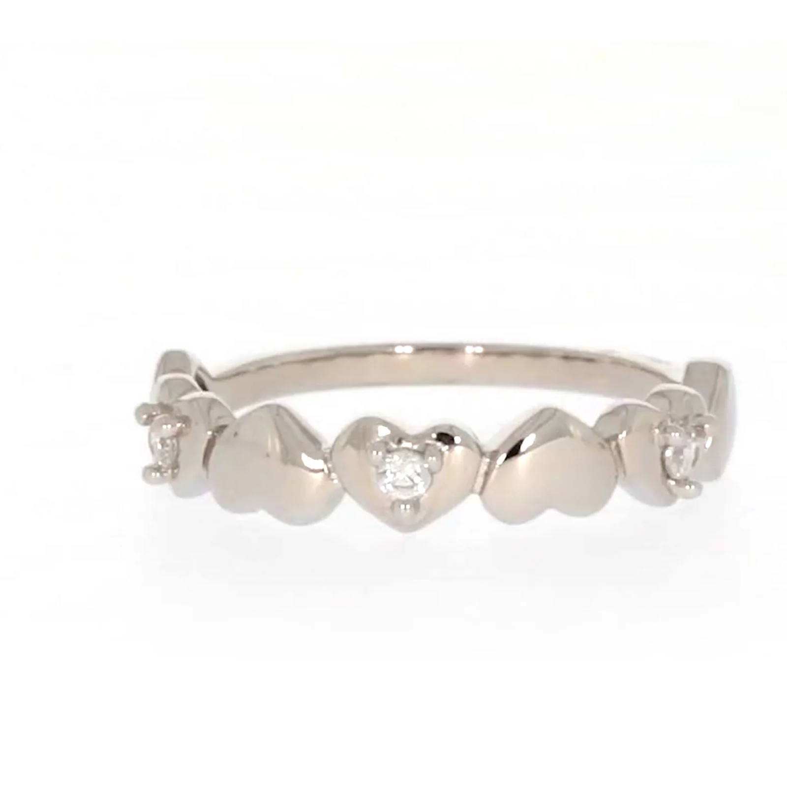 Sterling Silver Cubic Zirconia and Heart Stacker Ring - Image 2