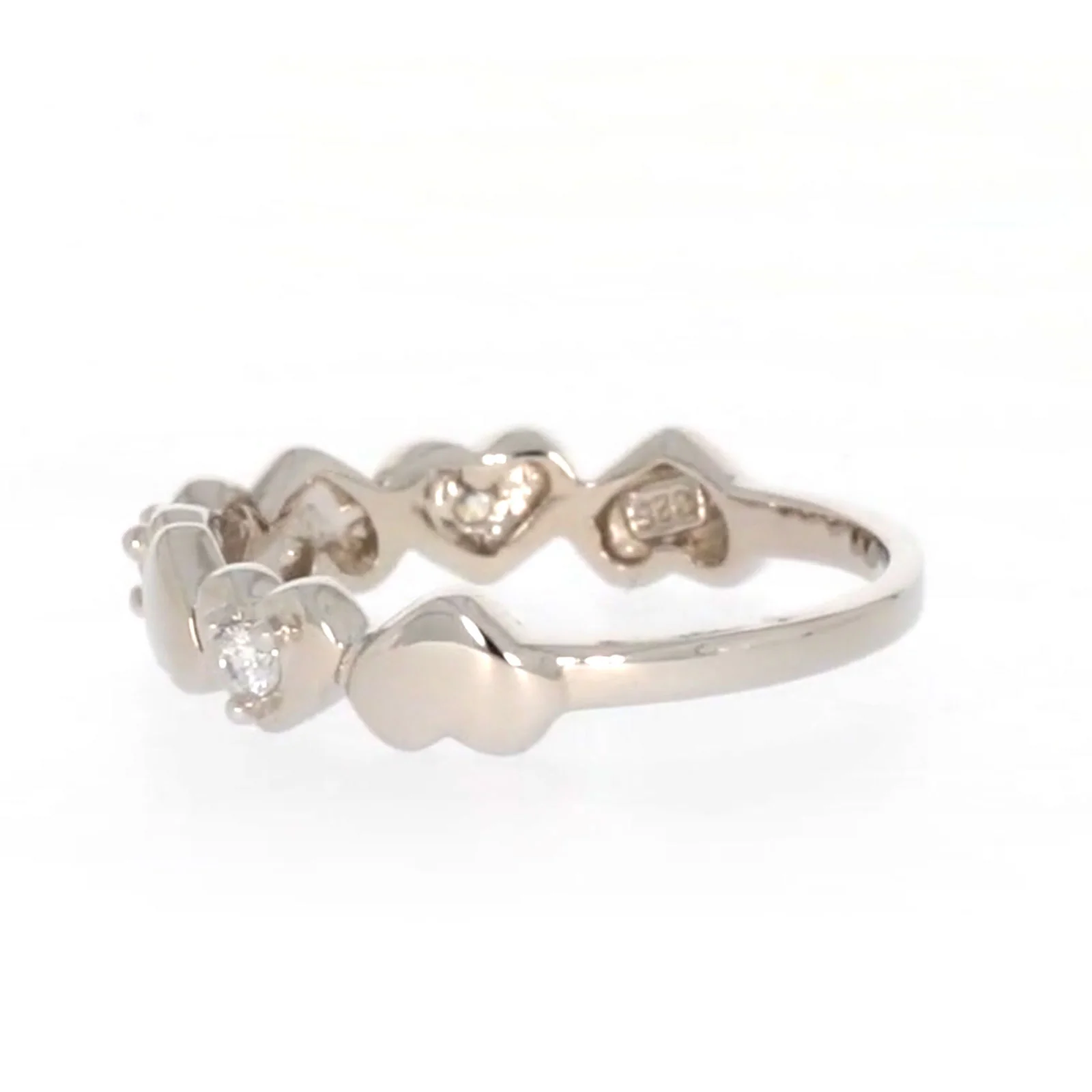 Sterling Silver Cubic Zirconia and Heart Stacker Ring - Image 23