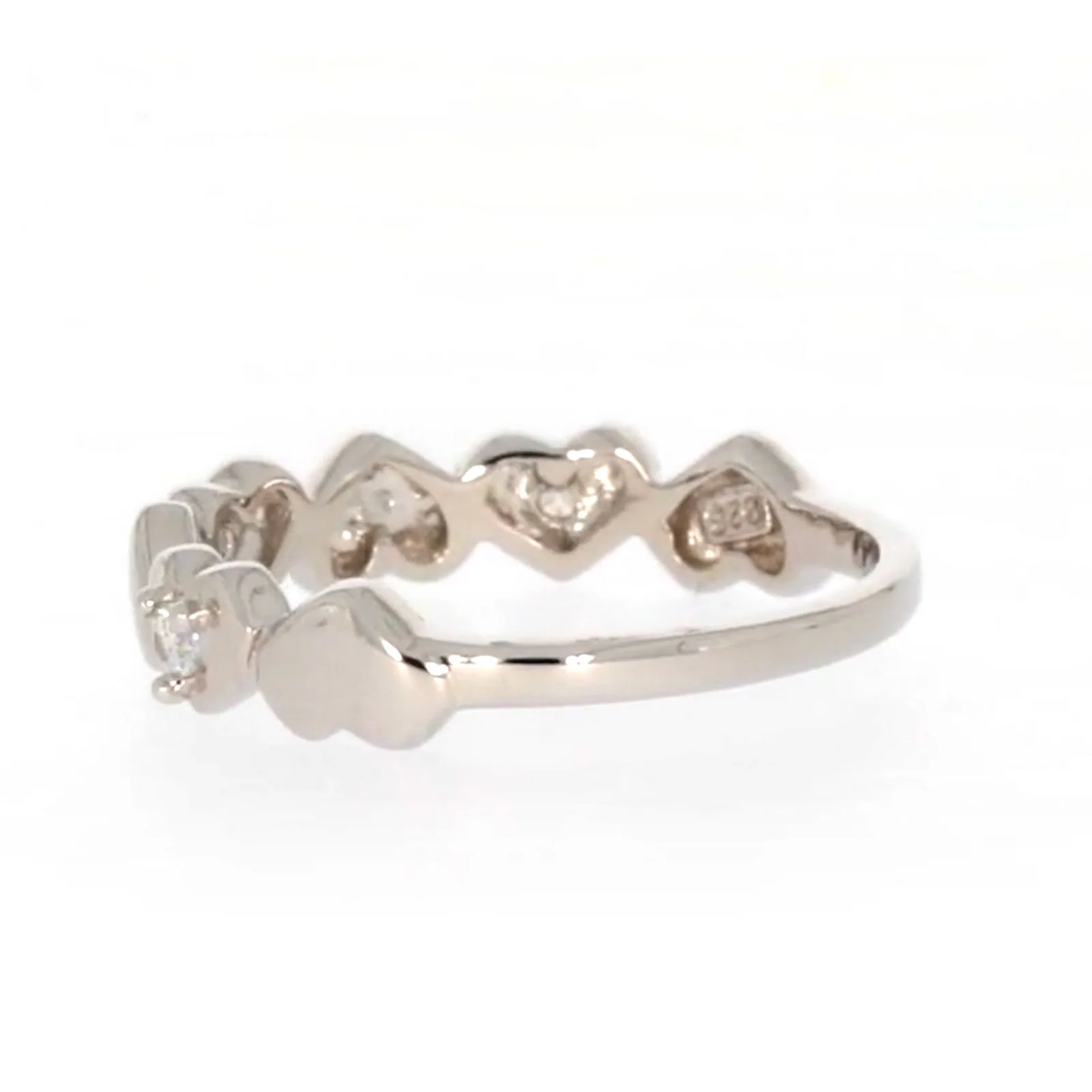 Sterling Silver Cubic Zirconia and Heart Stacker Ring - Image 26