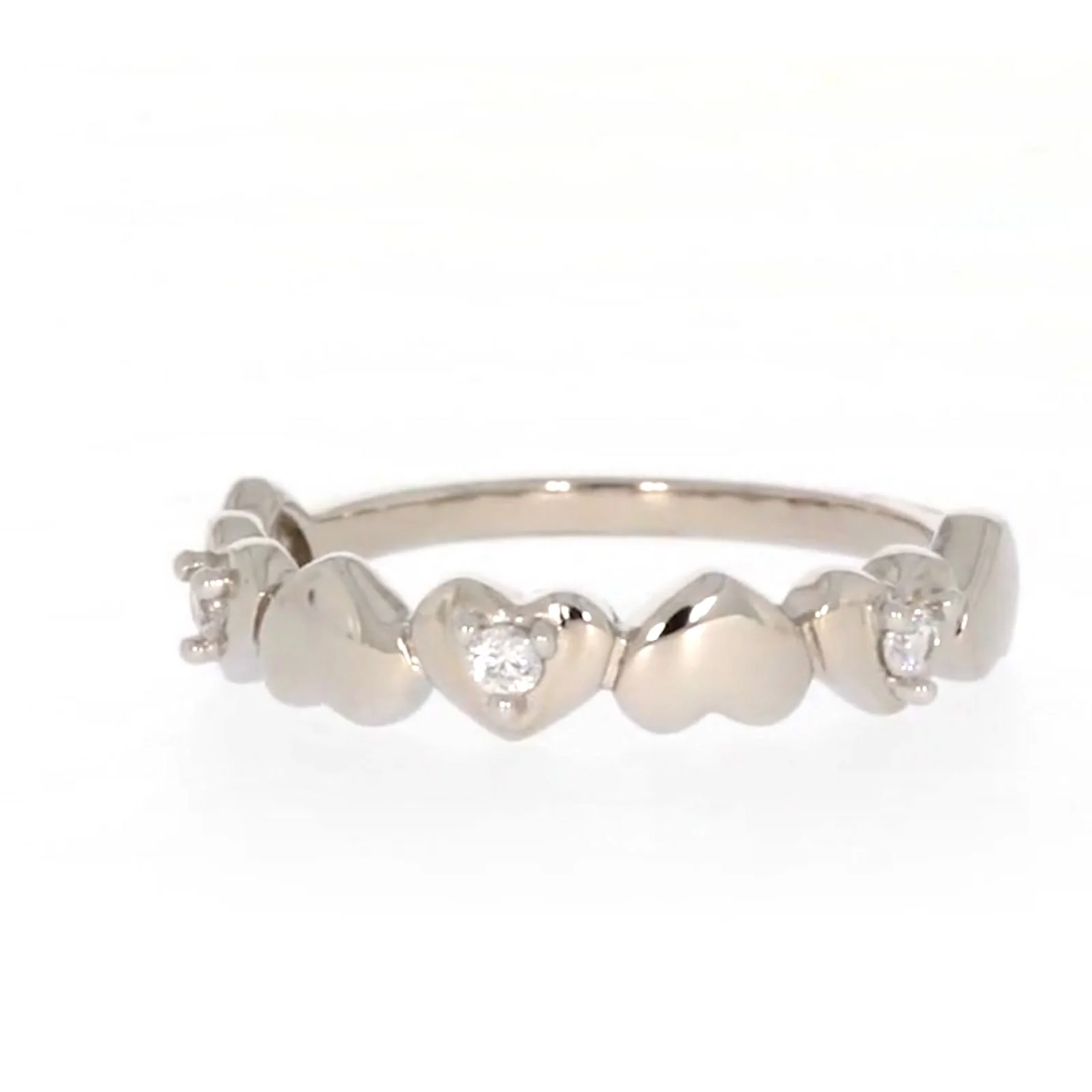 Sterling Silver Cubic Zirconia and Heart Stacker Ring - Image 4
