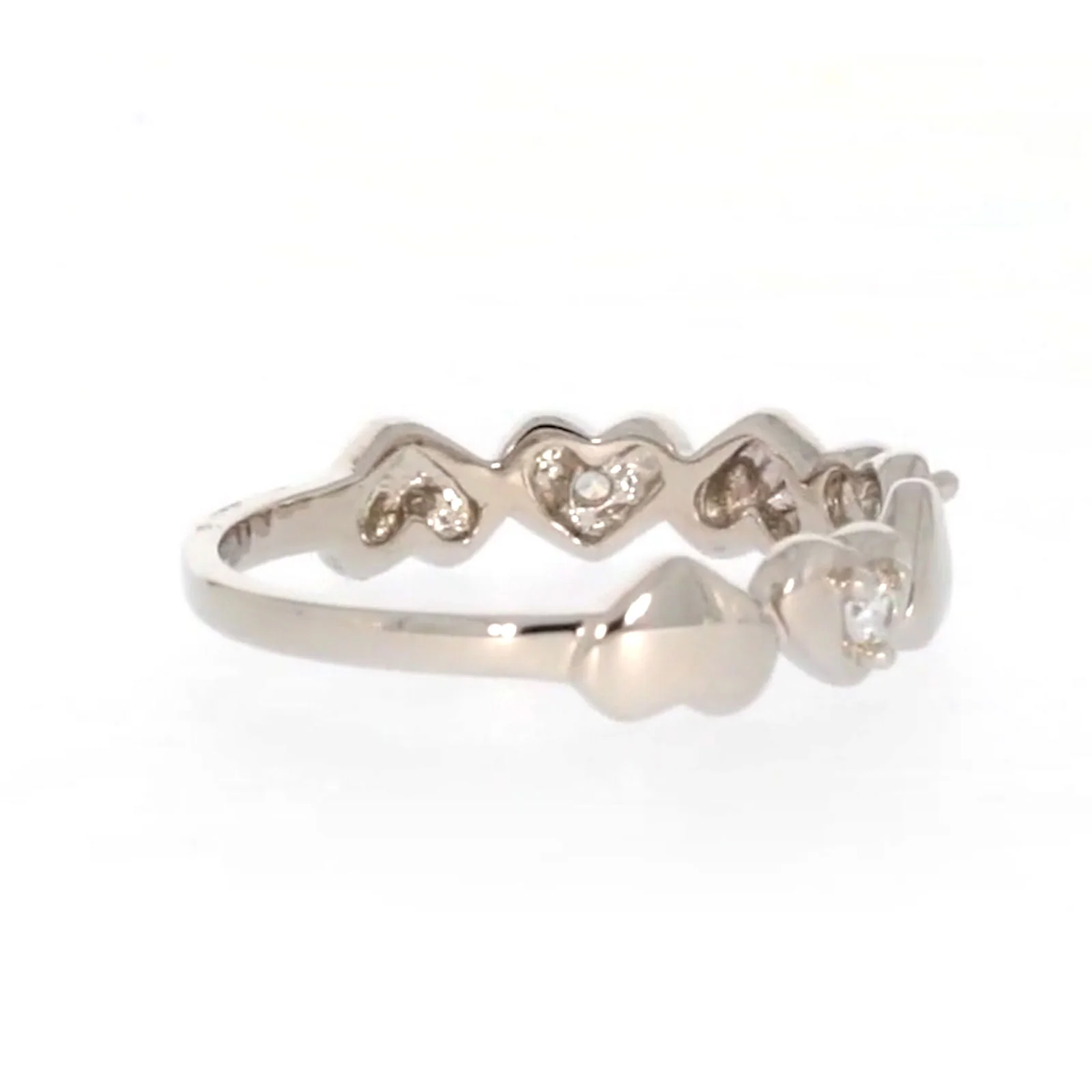 Sterling Silver Cubic Zirconia and Heart Stacker Ring - Image 52