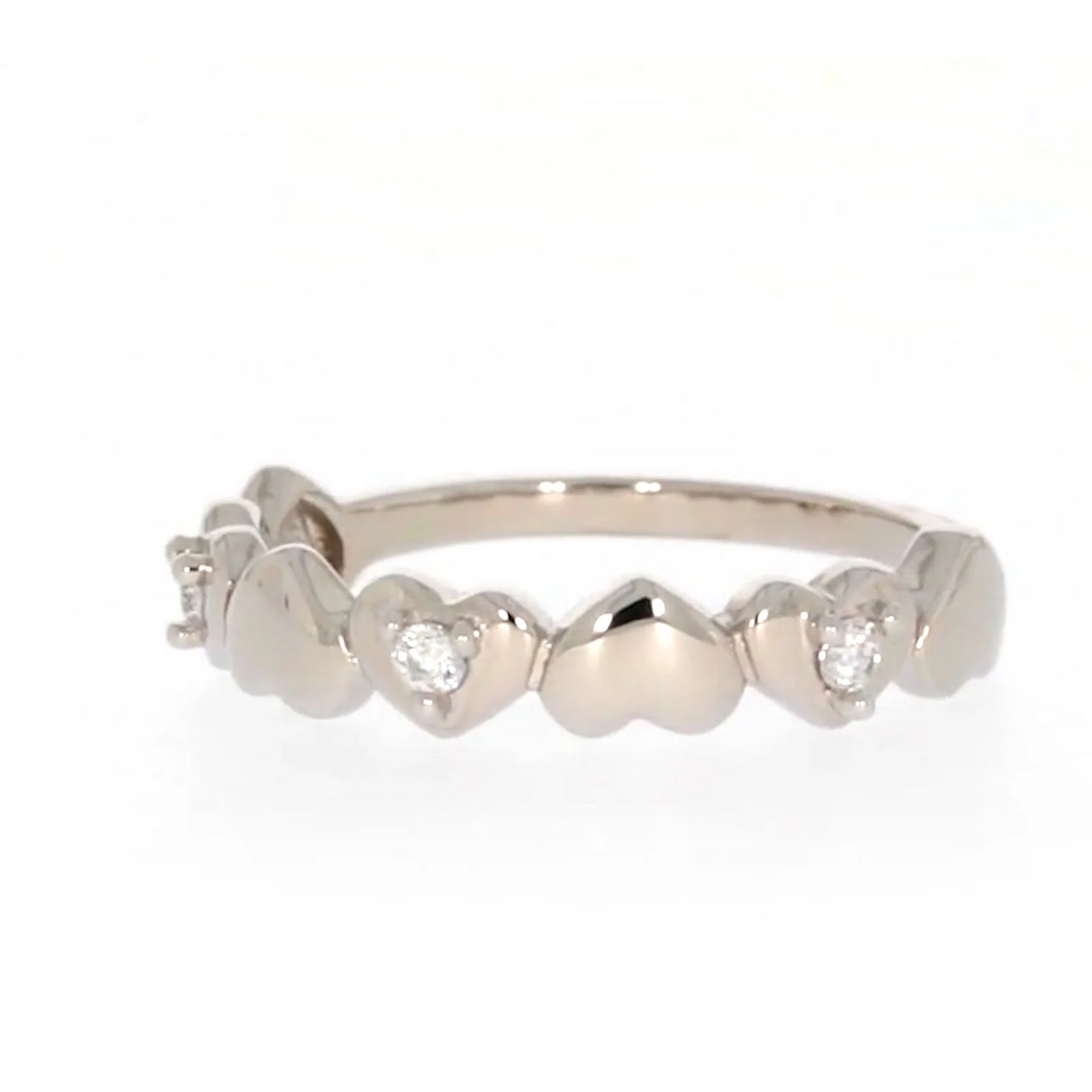 Sterling Silver Cubic Zirconia and Heart Stacker Ring - Image 6