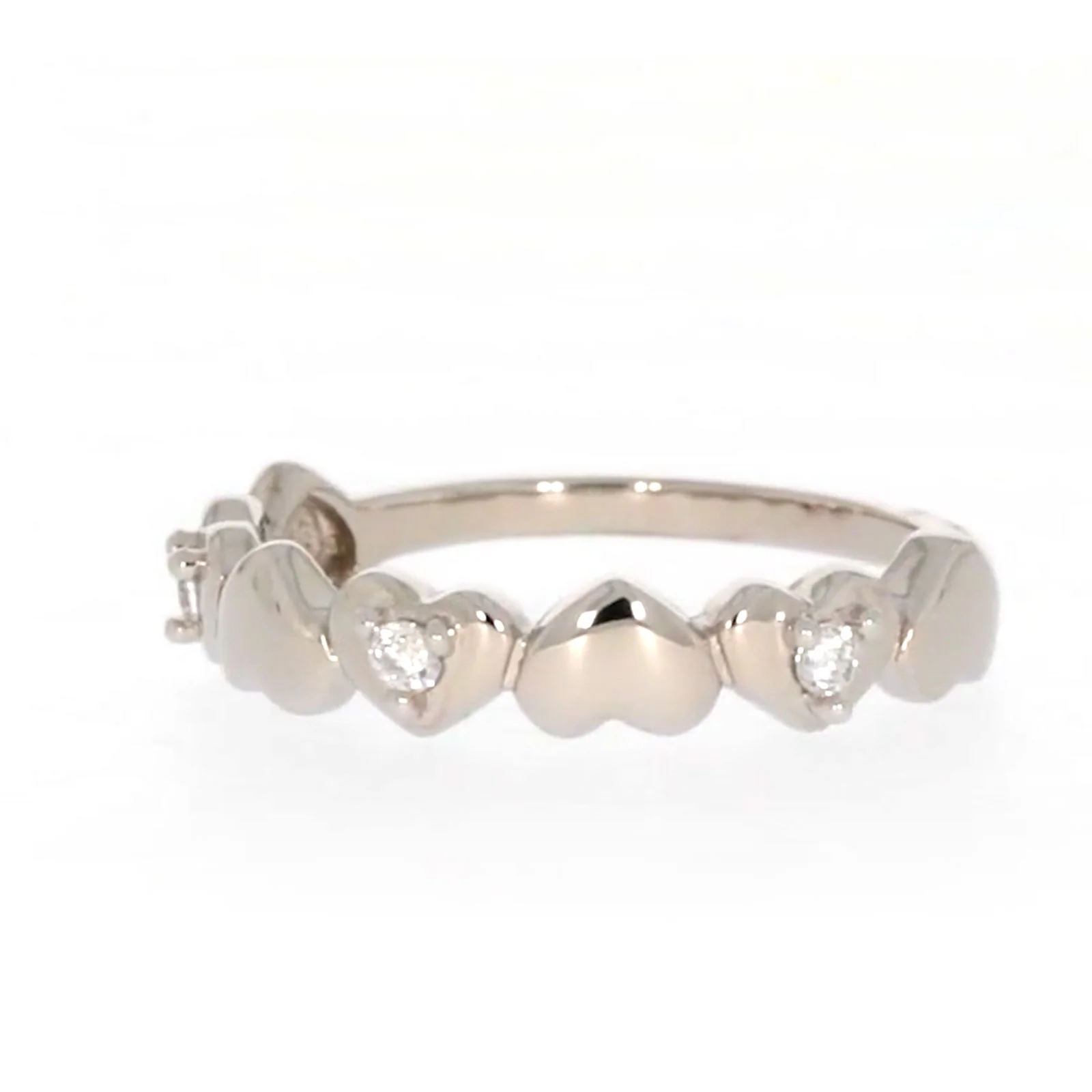 Sterling Silver Cubic Zirconia and Heart Stacker Ring - Image 7