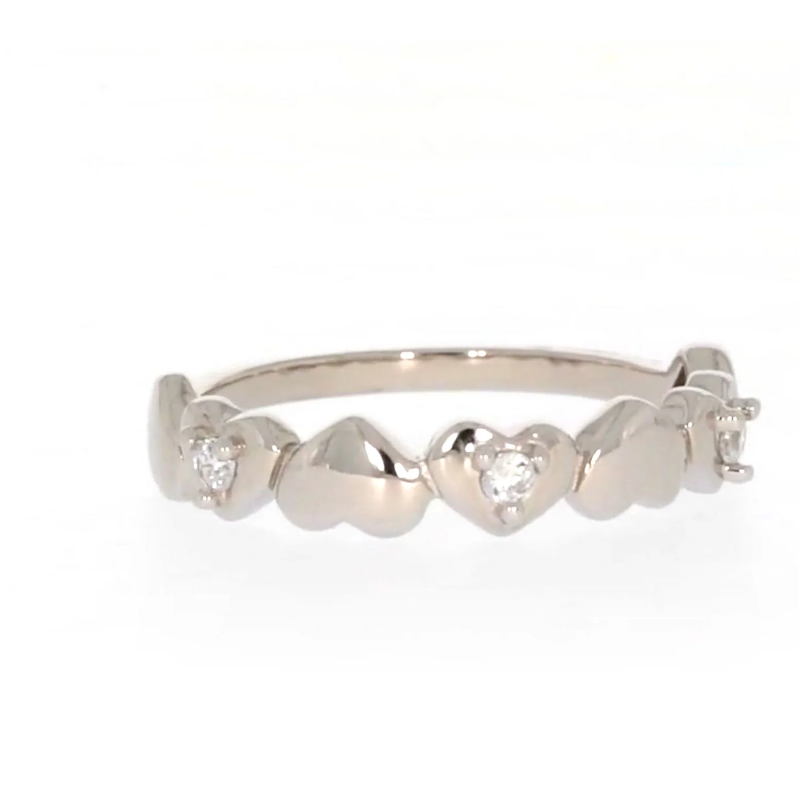 Sterling Silver Cubic Zirconia and Heart Stacker Ring - Image 73