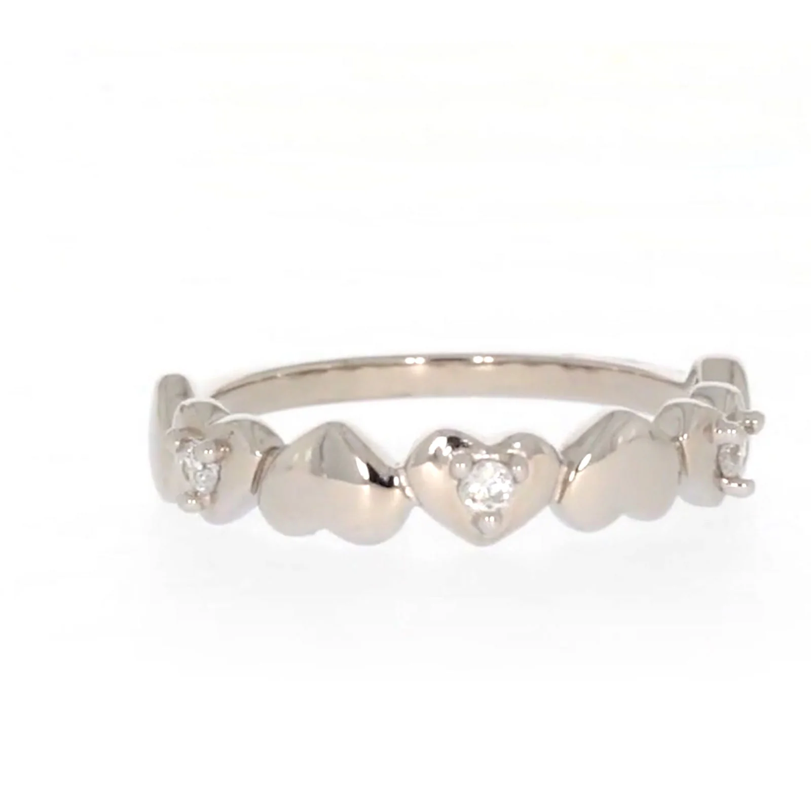 Sterling Silver Cubic Zirconia and Heart Stacker Ring - Image 74