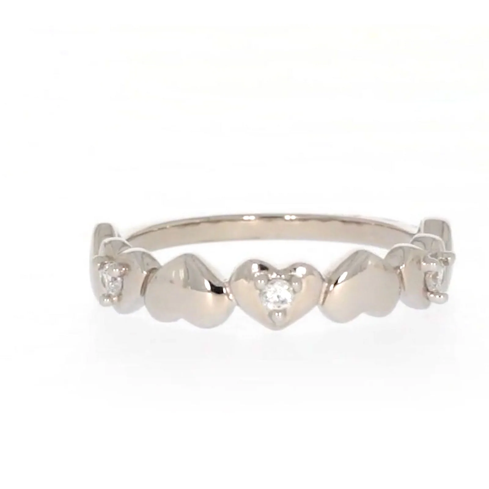 Sterling Silver Cubic Zirconia and Heart Stacker Ring - Image 75