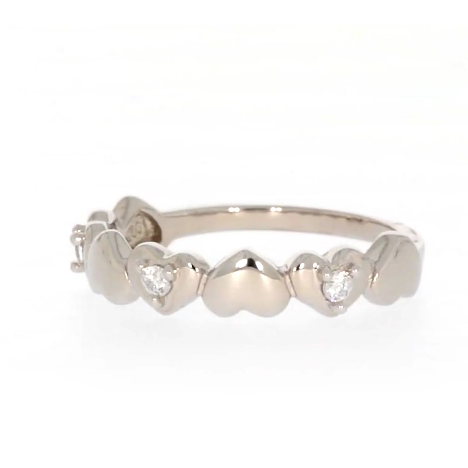 Sterling Silver Cubic Zirconia and Heart Stacker Ring - Image 8