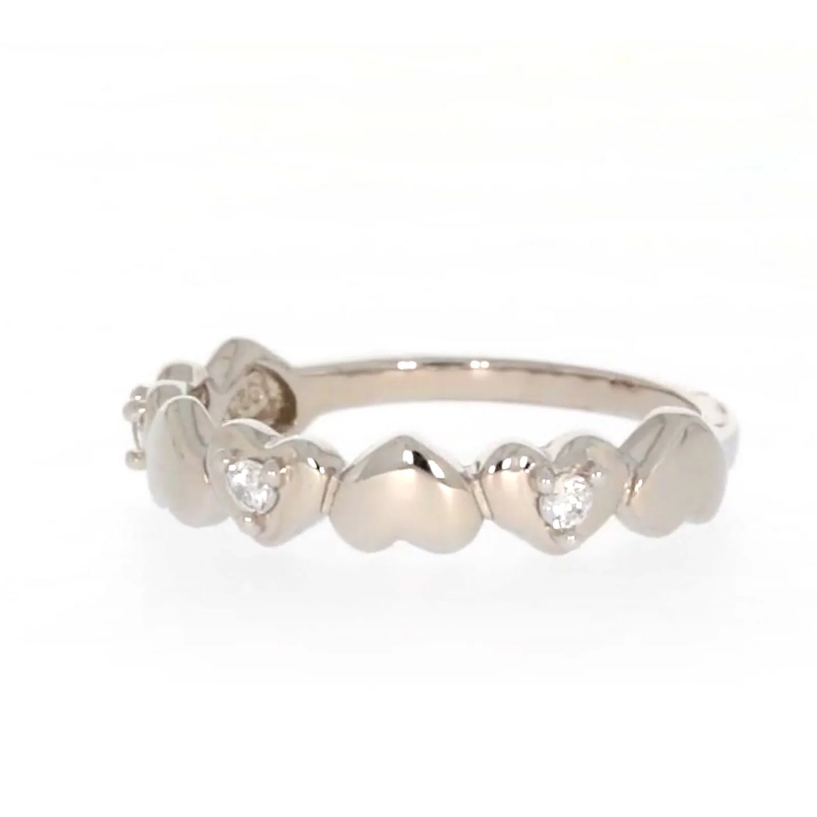 Sterling Silver Cubic Zirconia and Heart Stacker Ring - Image 9