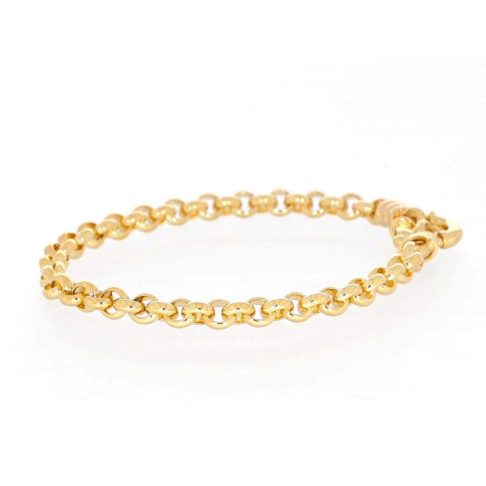 9ct Yellow Gold Silver Filled 19cm Round Belcher with Bolt Ring Bracelet - Image 16