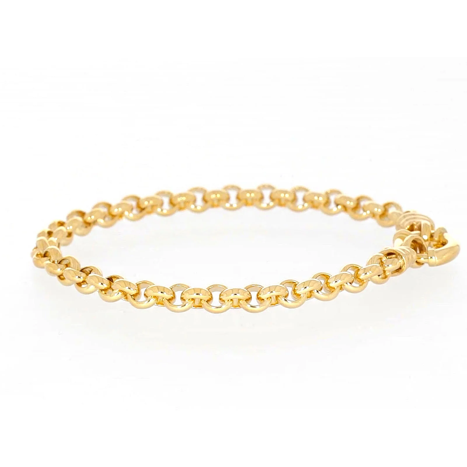 9ct Yellow Gold Silver Filled 19cm Round Belcher with Bolt Ring Bracelet - Image 21