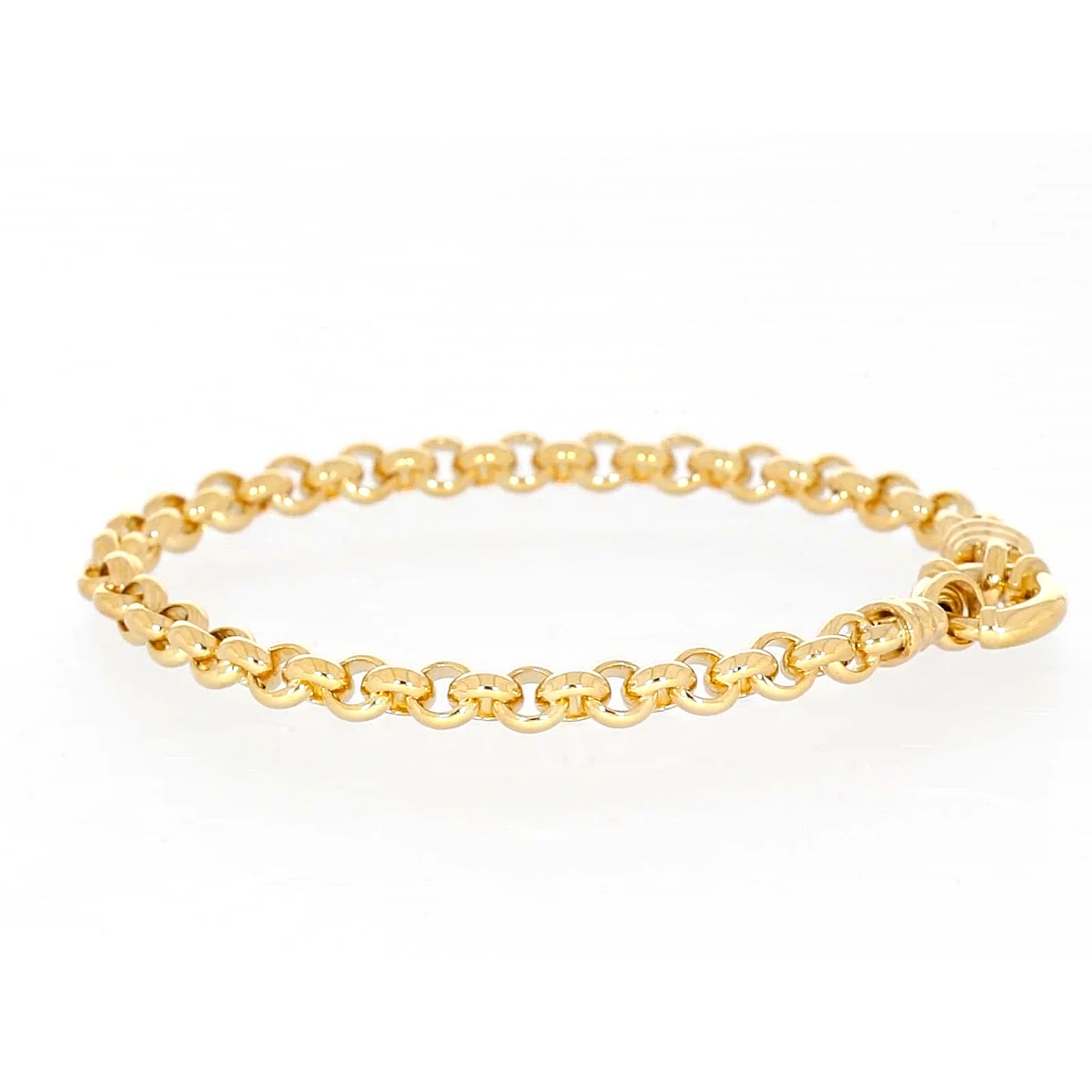 9ct Yellow Gold Silver Filled 19cm Round Belcher with Bolt Ring Bracelet - Image 23