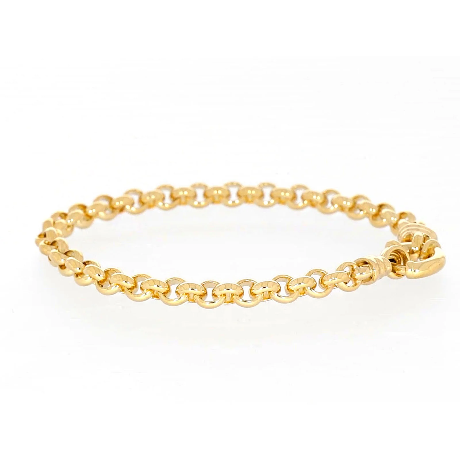 9ct Yellow Gold Silver Filled 19cm Round Belcher with Bolt Ring Bracelet - Image 24