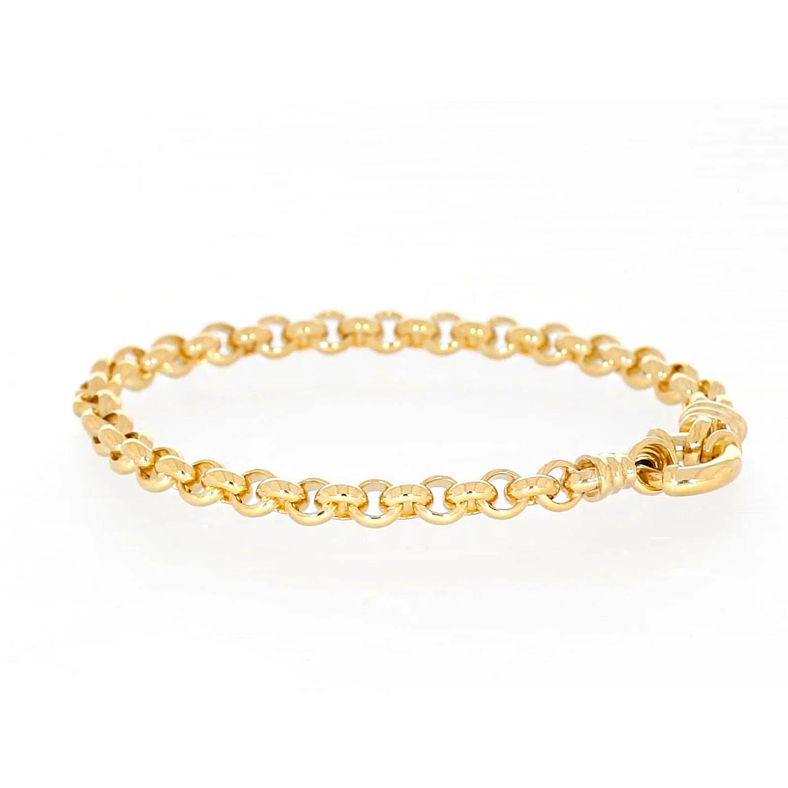 9ct Yellow Gold Silver Filled 19cm Round Belcher with Bolt Ring Bracelet - Image 26