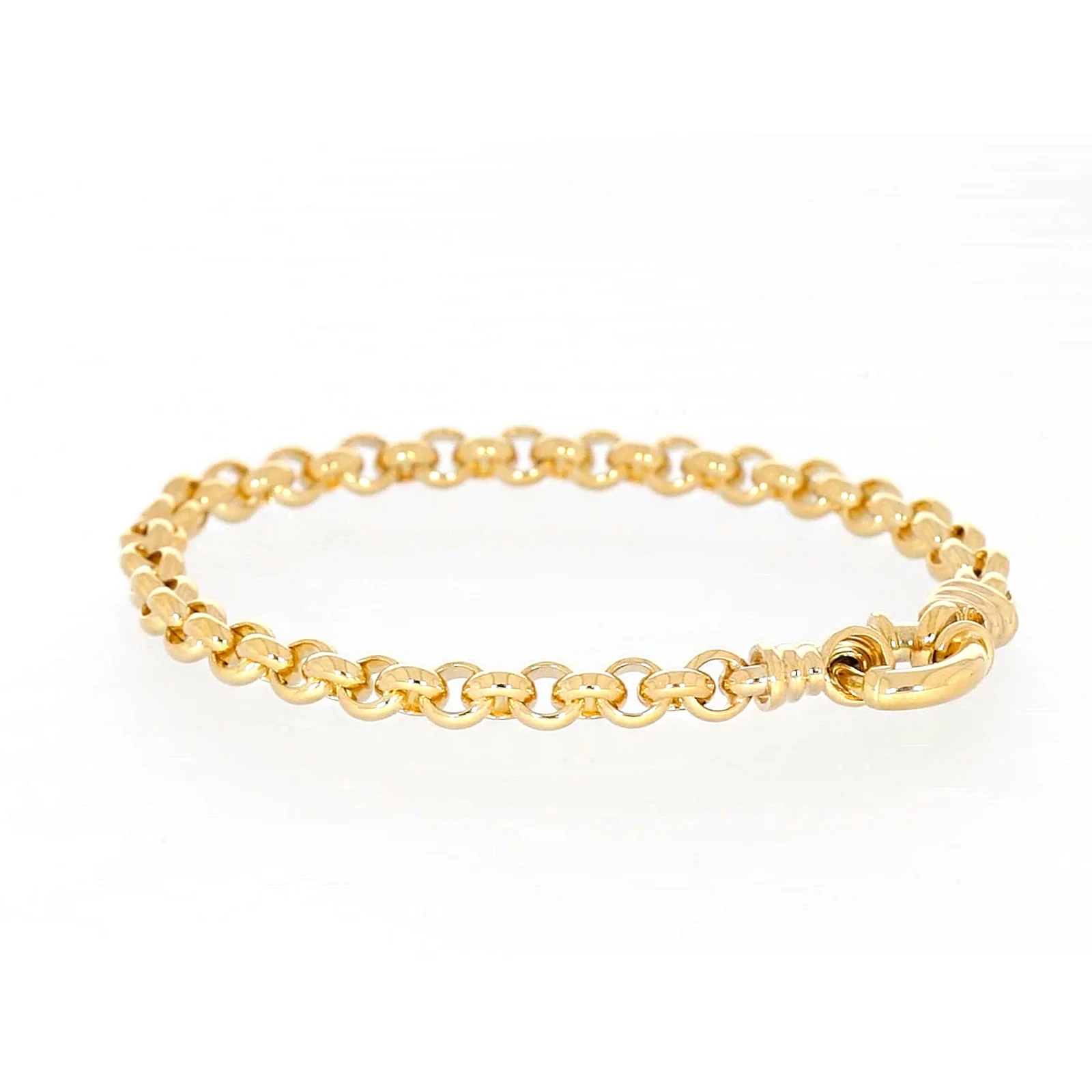 9ct Yellow Gold Silver Filled 19cm Round Belcher with Bolt Ring Bracelet - Image 28