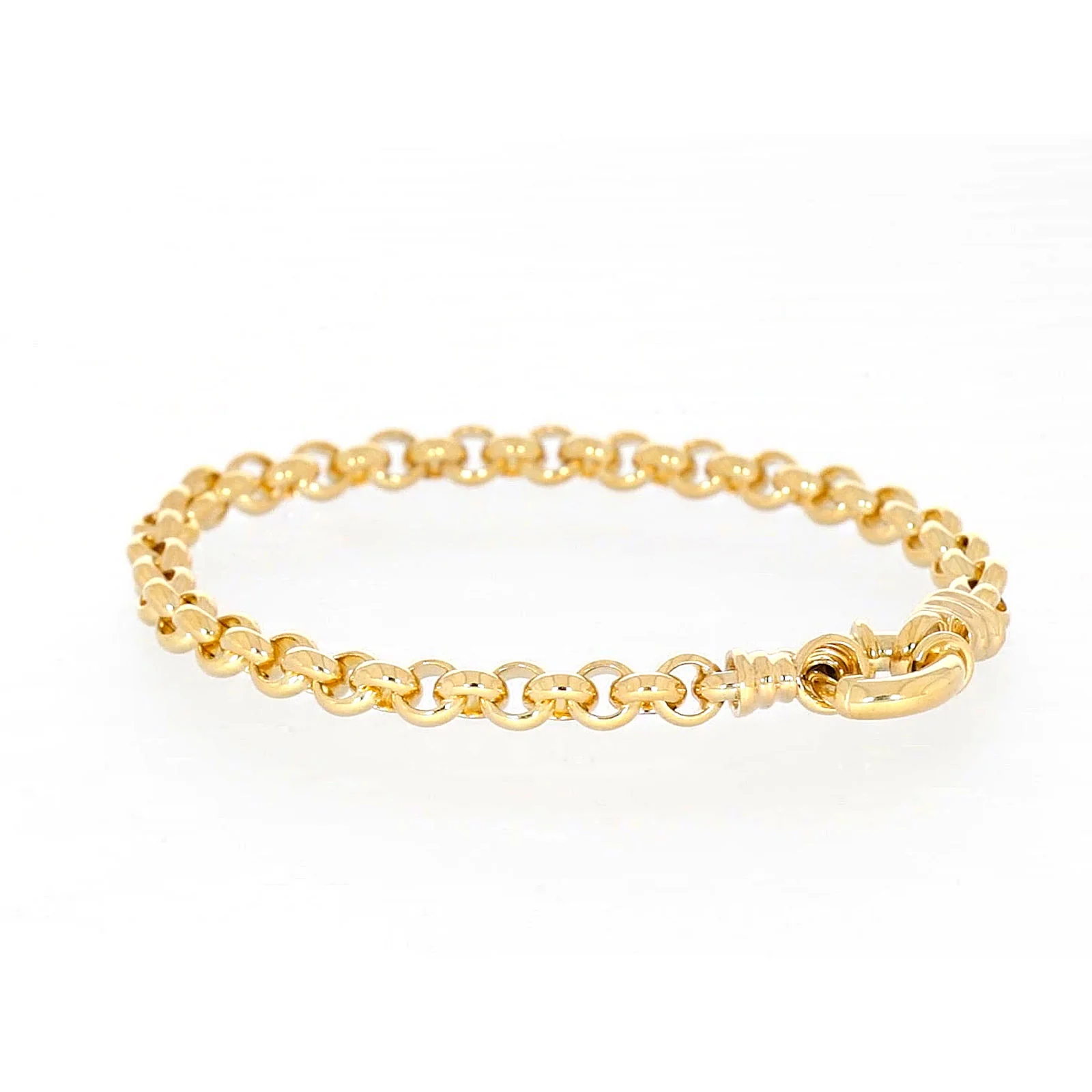 9ct Yellow Gold Silver Filled 19cm Round Belcher with Bolt Ring Bracelet - Image 29