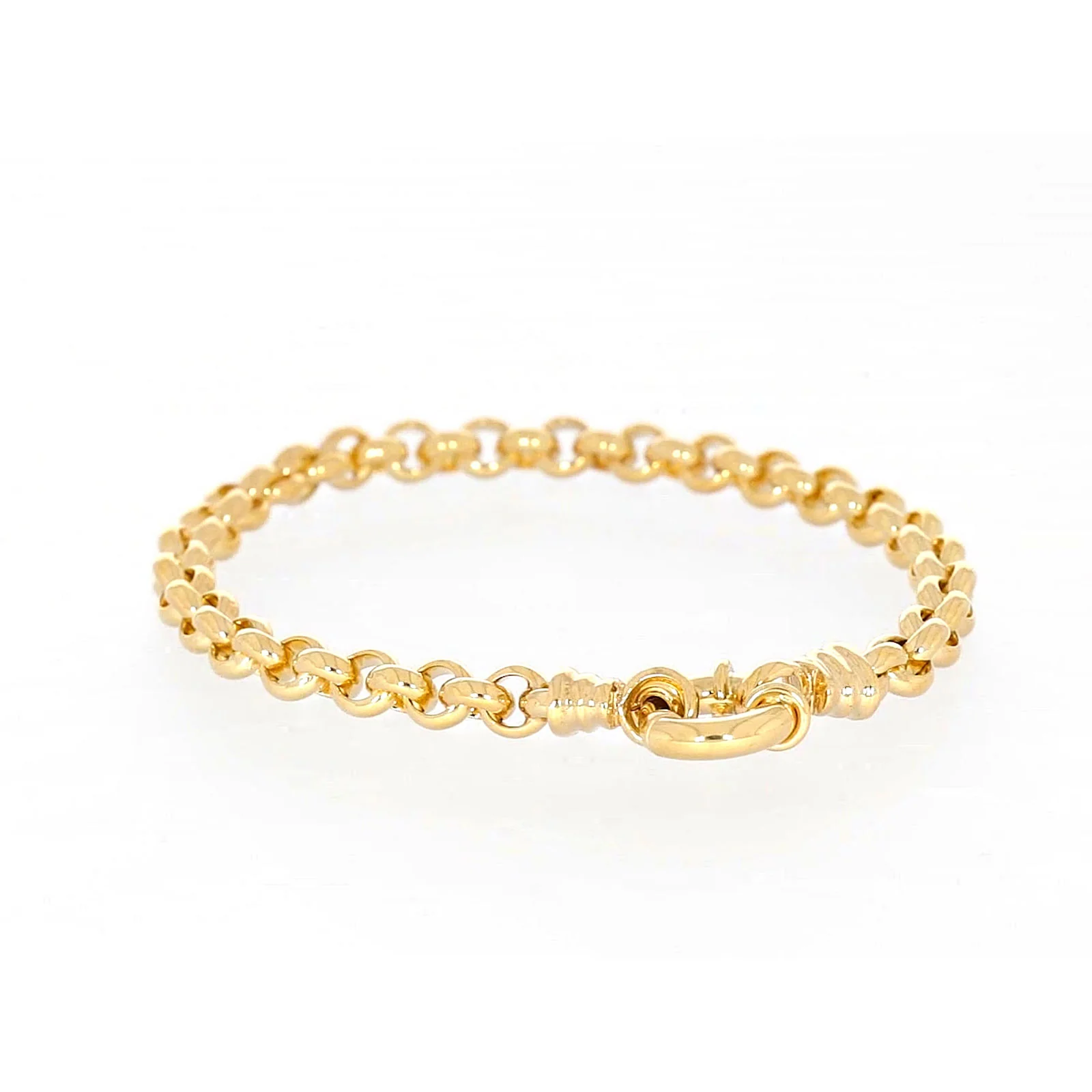 9ct Yellow Gold Silver Filled 19cm Round Belcher with Bolt Ring Bracelet - Image 34