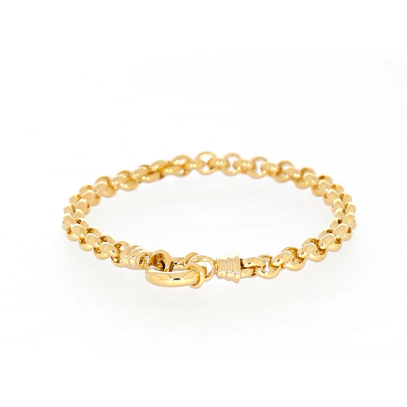9ct Yellow Gold Silver Filled 19cm Round Belcher with Bolt Ring Bracelet - Image 40
