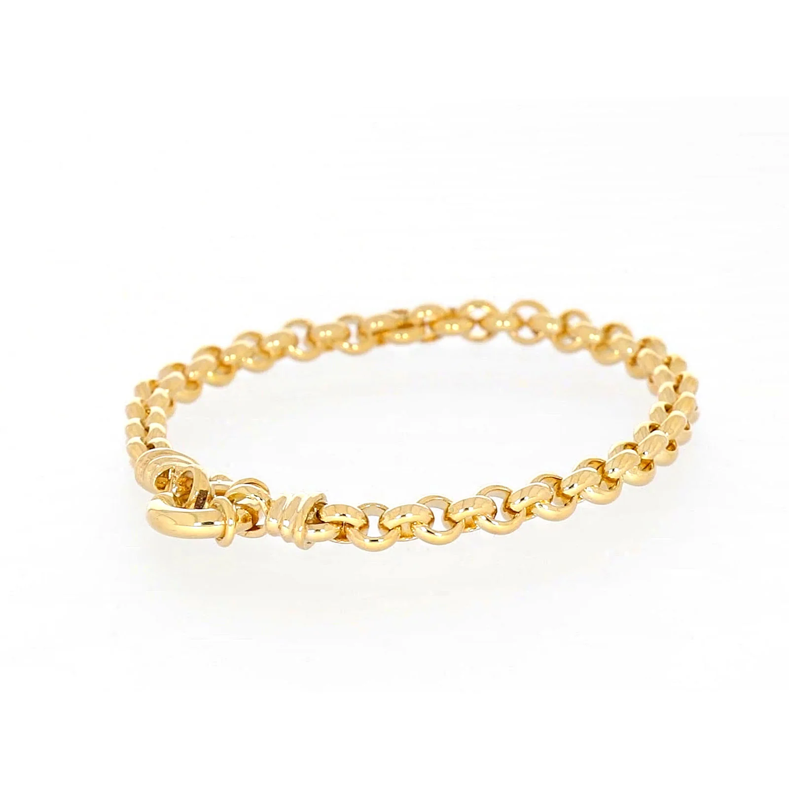 9ct Yellow Gold Silver Filled 19cm Round Belcher with Bolt Ring Bracelet - Image 45