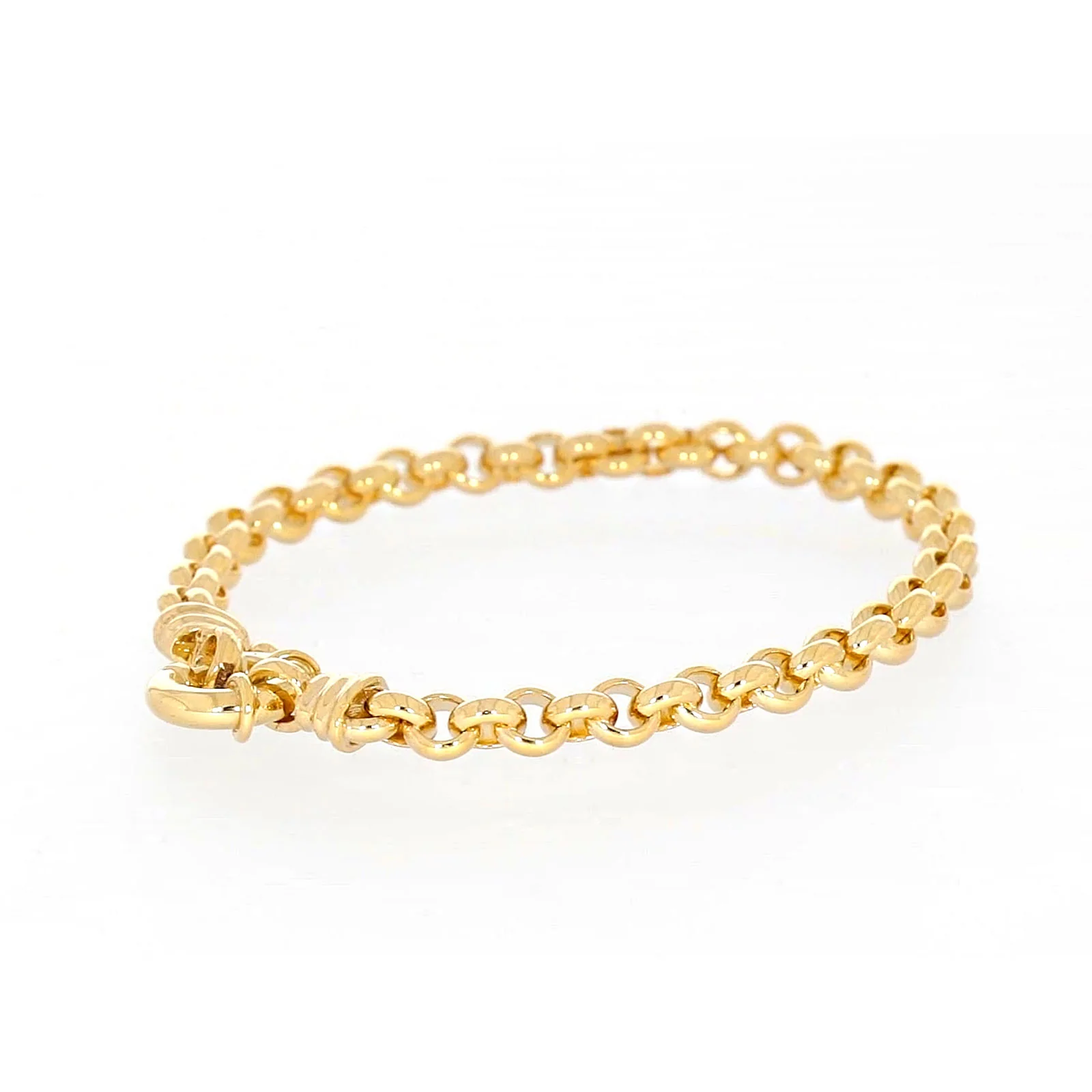 9ct Yellow Gold Silver Filled 19cm Round Belcher with Bolt Ring Bracelet - Image 47