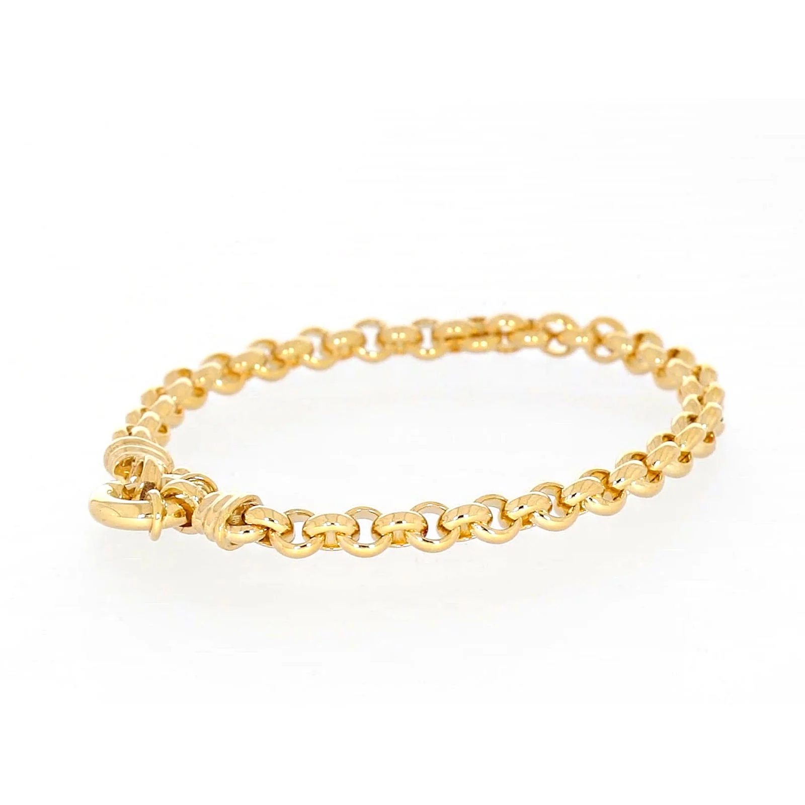 9ct Yellow Gold Silver Filled 19cm Round Belcher with Bolt Ring Bracelet - Image 48