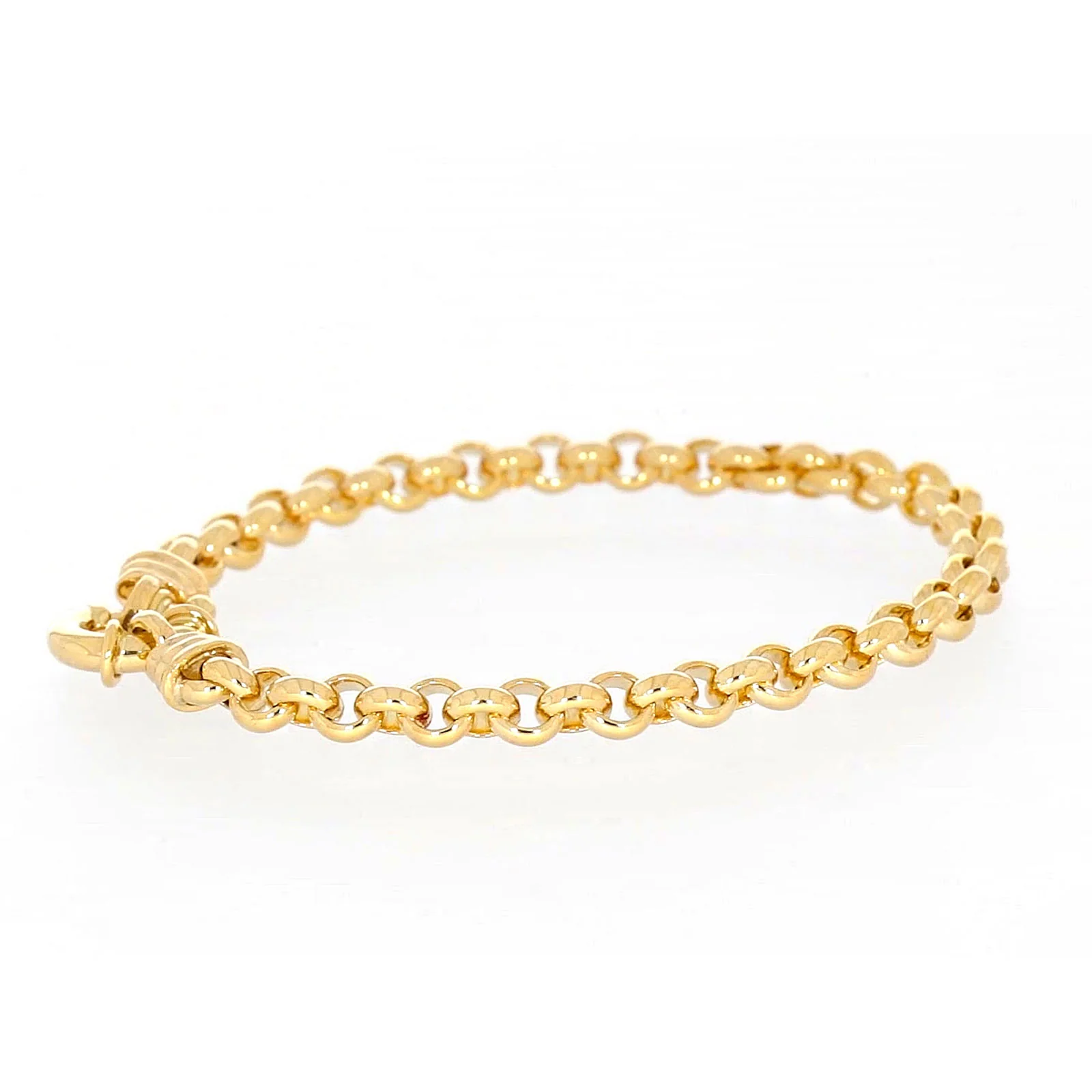 9ct Yellow Gold Silver Filled 19cm Round Belcher with Bolt Ring Bracelet - Image 52