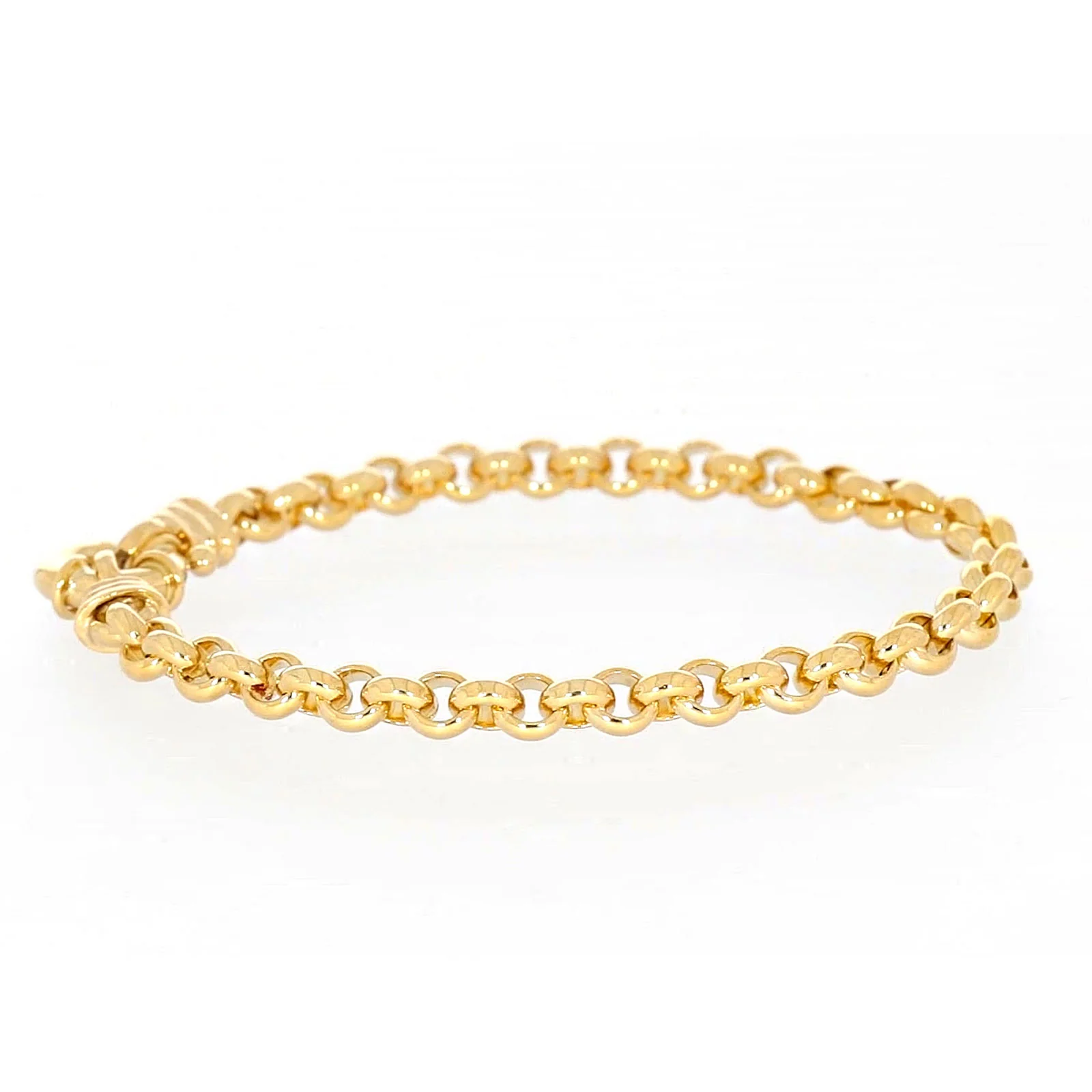 9ct Yellow Gold Silver Filled 19cm Round Belcher with Bolt Ring Bracelet - Image 57
